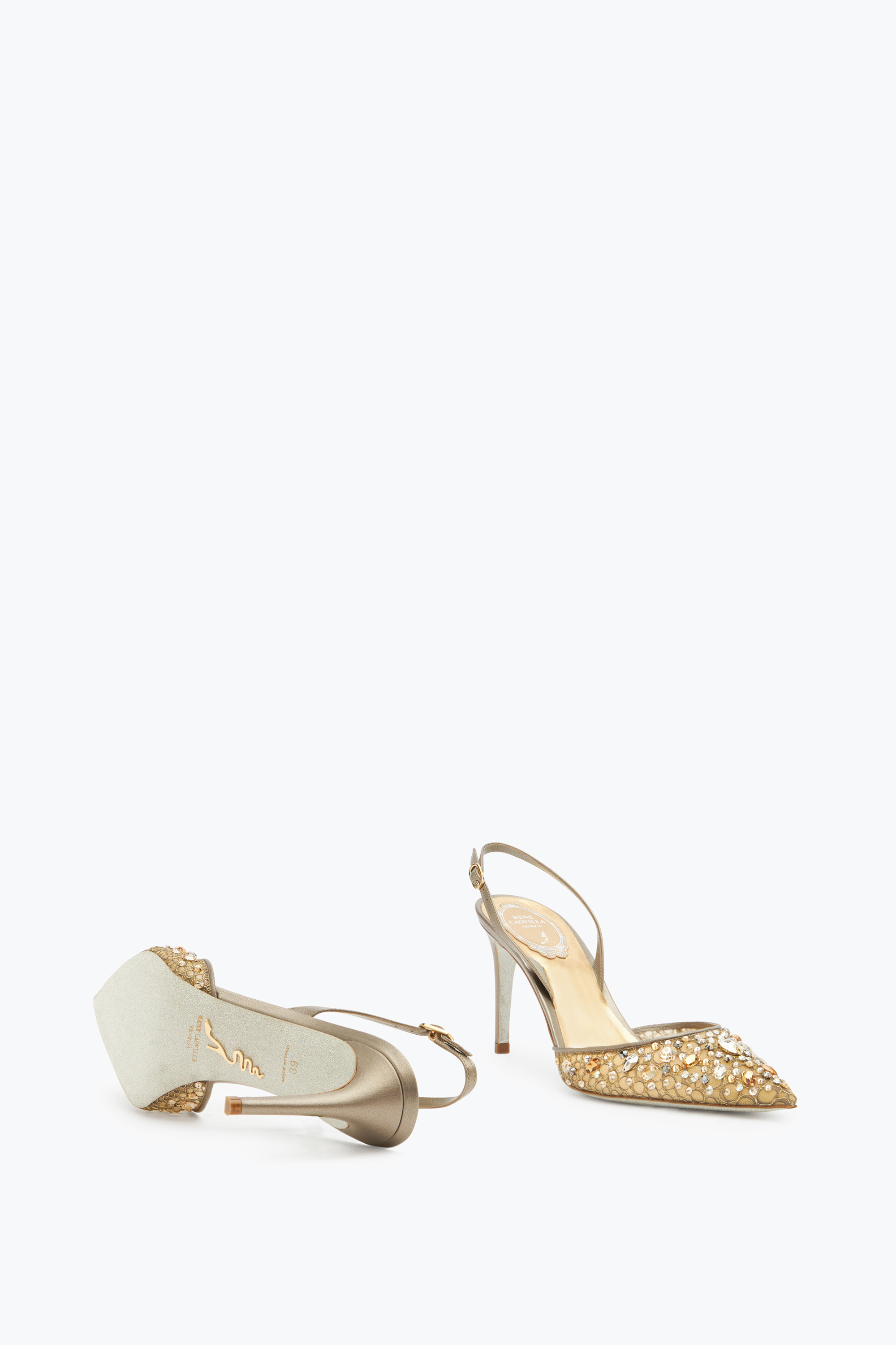 René Caovilla Cinderella Bronze Slingback 80