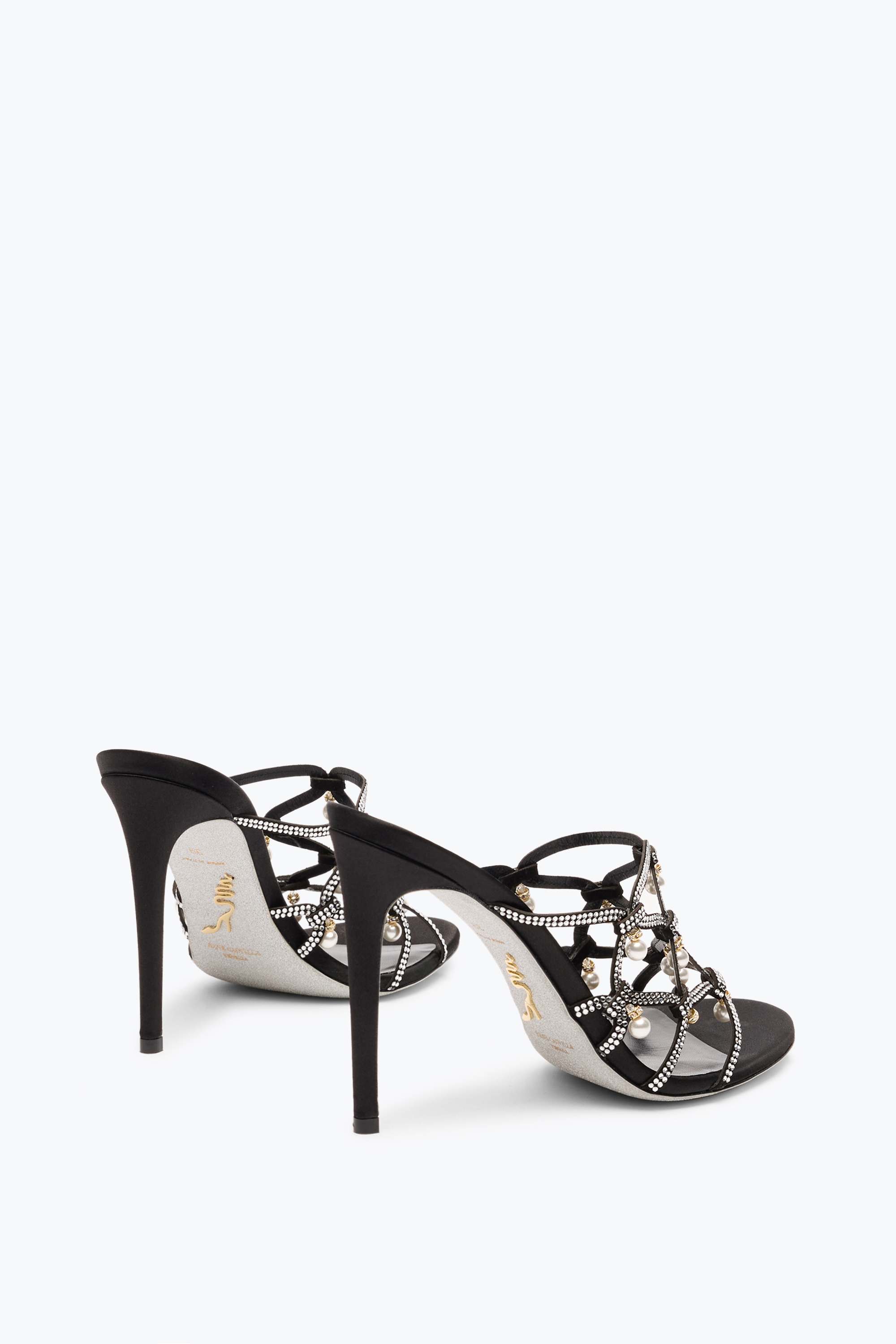 René Caovilla Esmeralda Black Slider Sandal 105