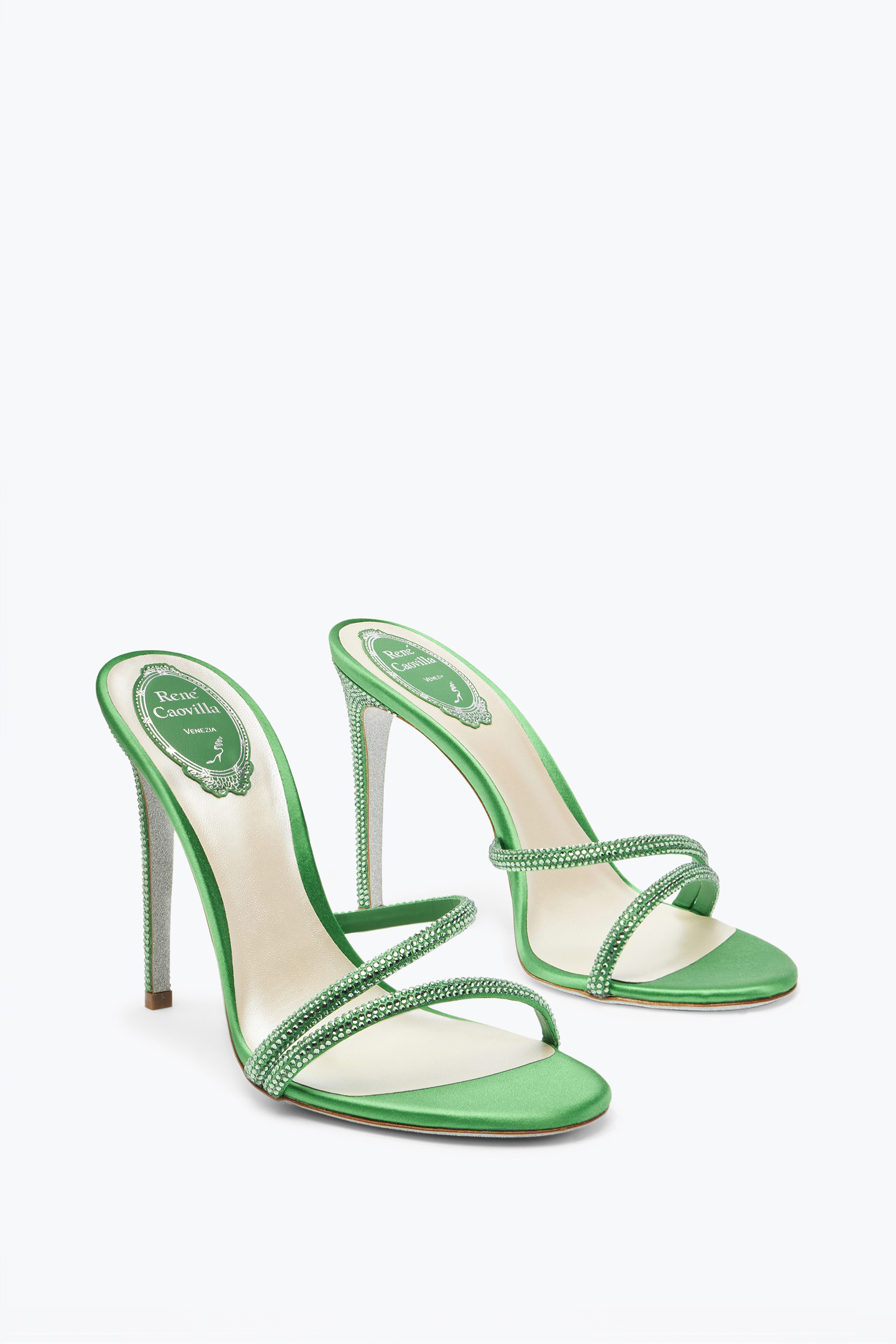 René Caovilla Irina Crystal Green Mule 105