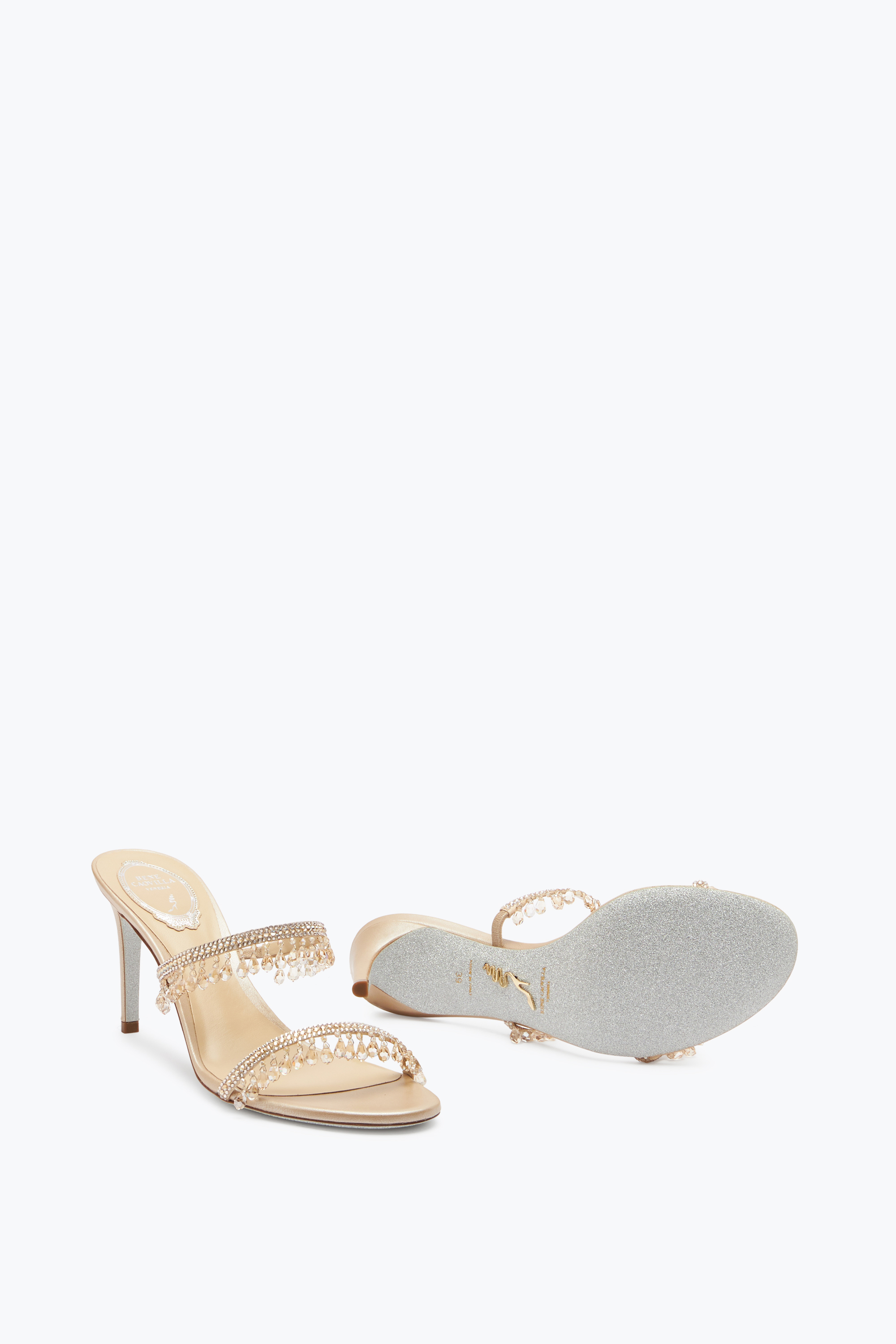 René Caovilla Satin Strass Chandelier Dual-band Sandals