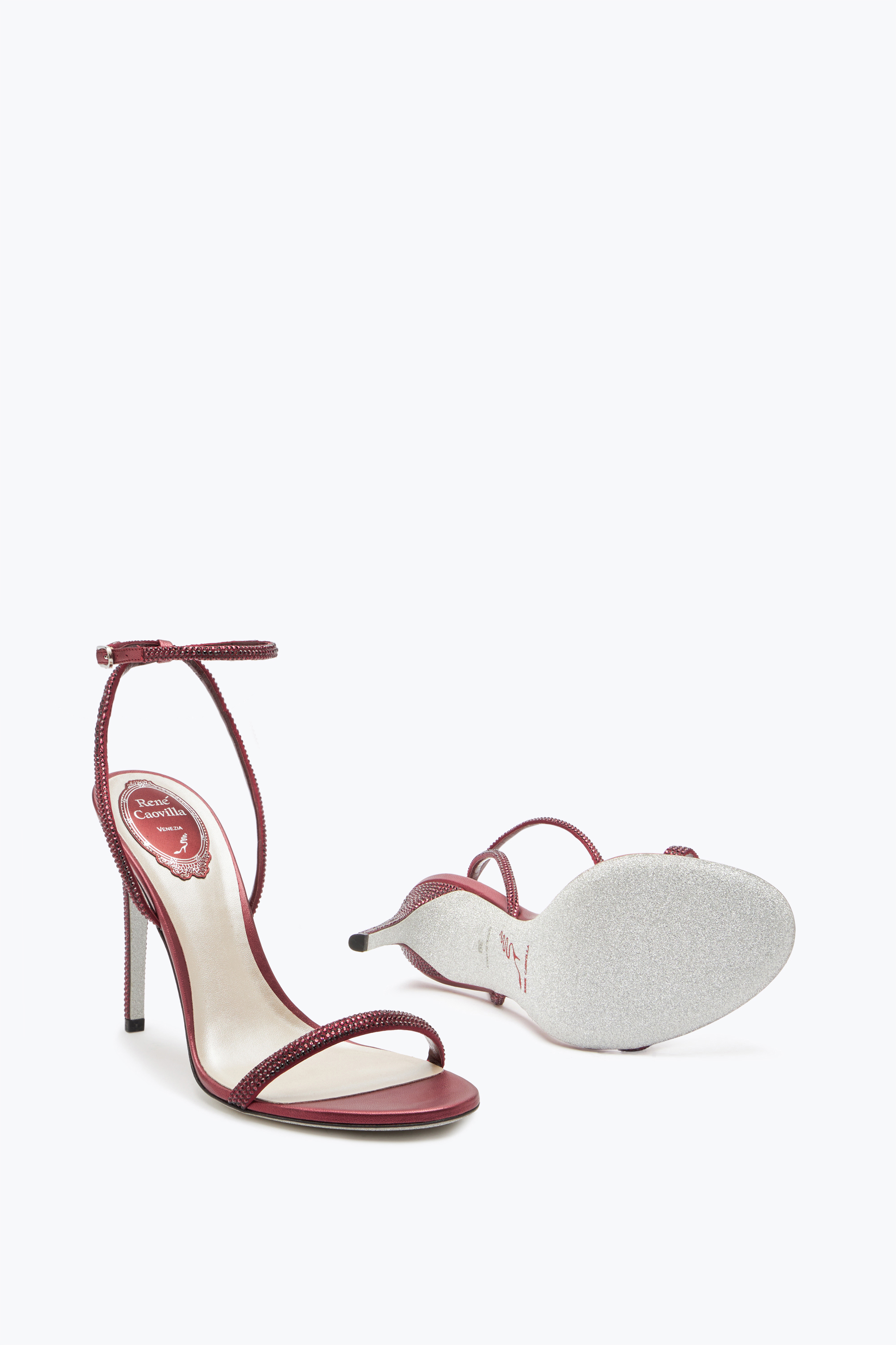 René Caovilla Ellabrita Crystal Wine Red Sandal 105