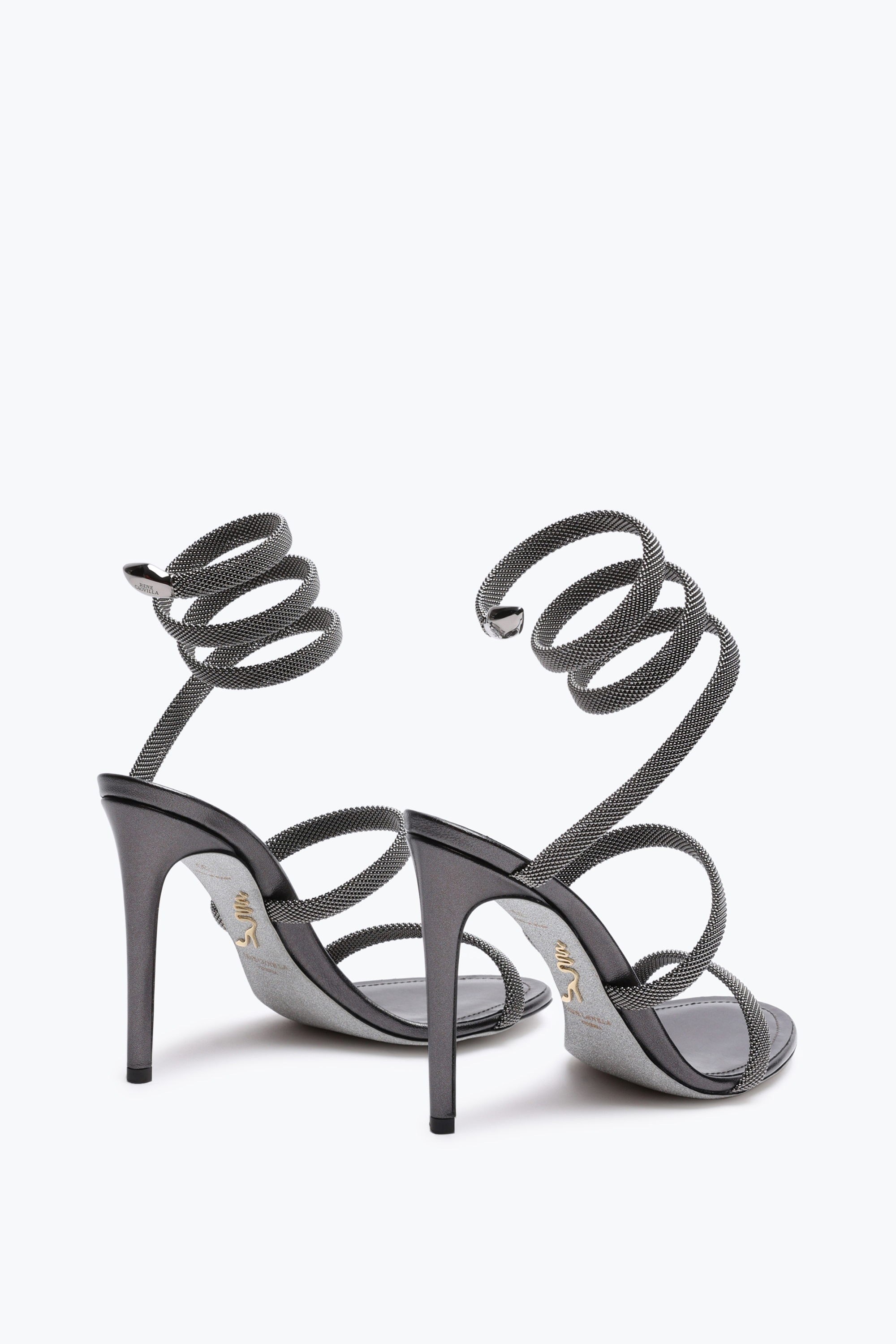 René Caovilla Trigold Cleo Anthracite Sandal 105