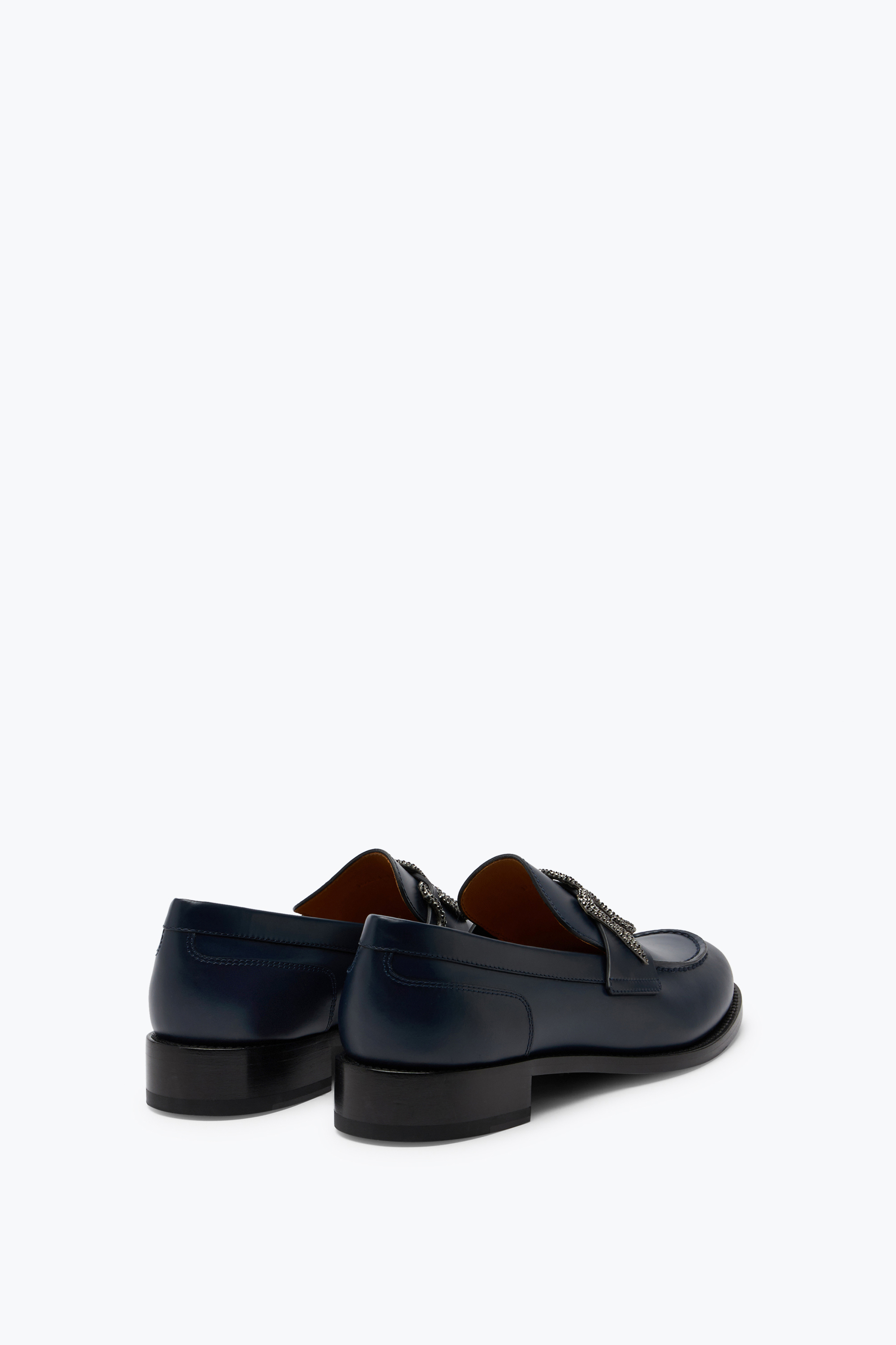 Shop René Caovilla Morgana Blue Loafer With Black Matte Crystal 20