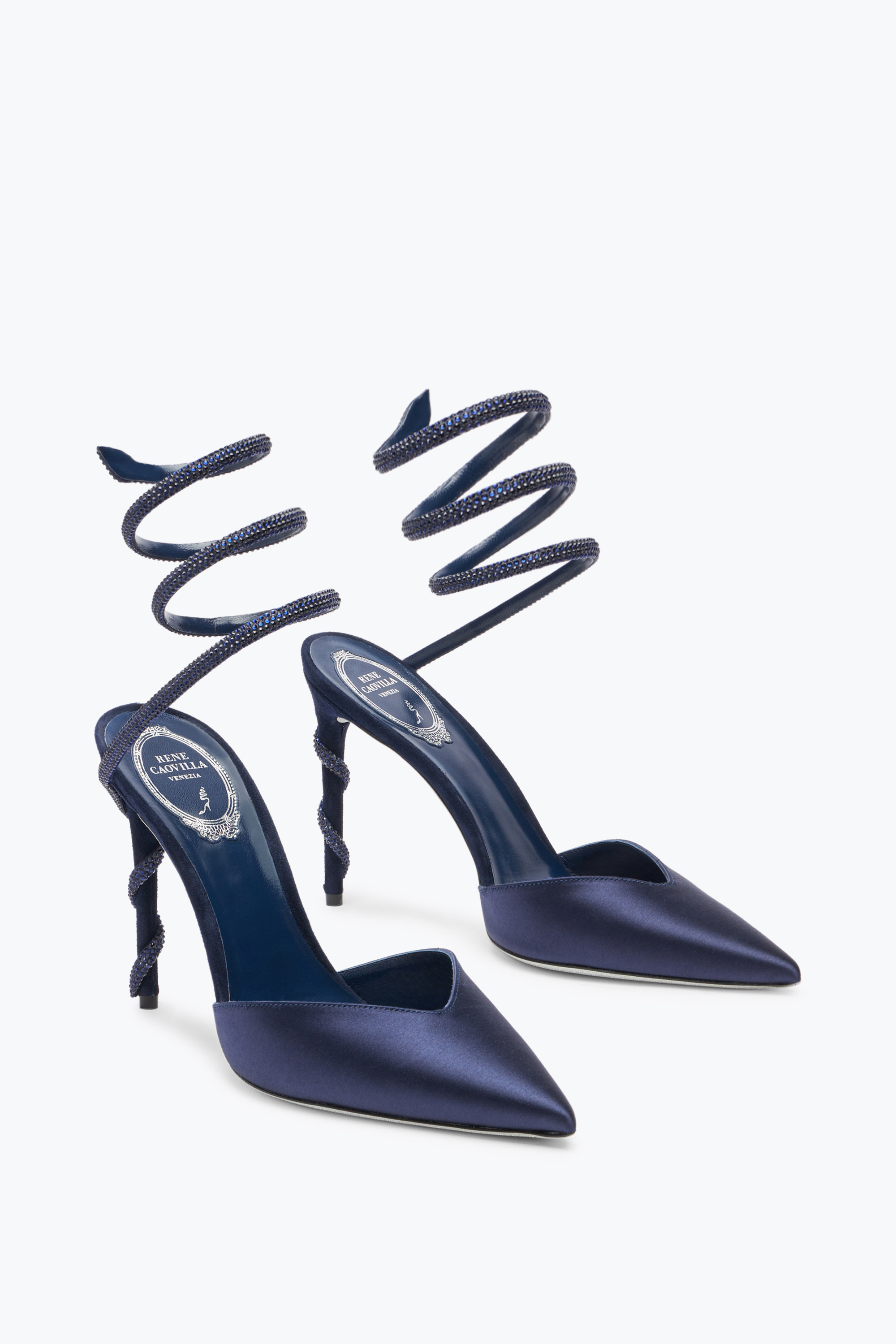 René Caovilla Rene Caovilla Margot 80 Satin Pumps In Blue