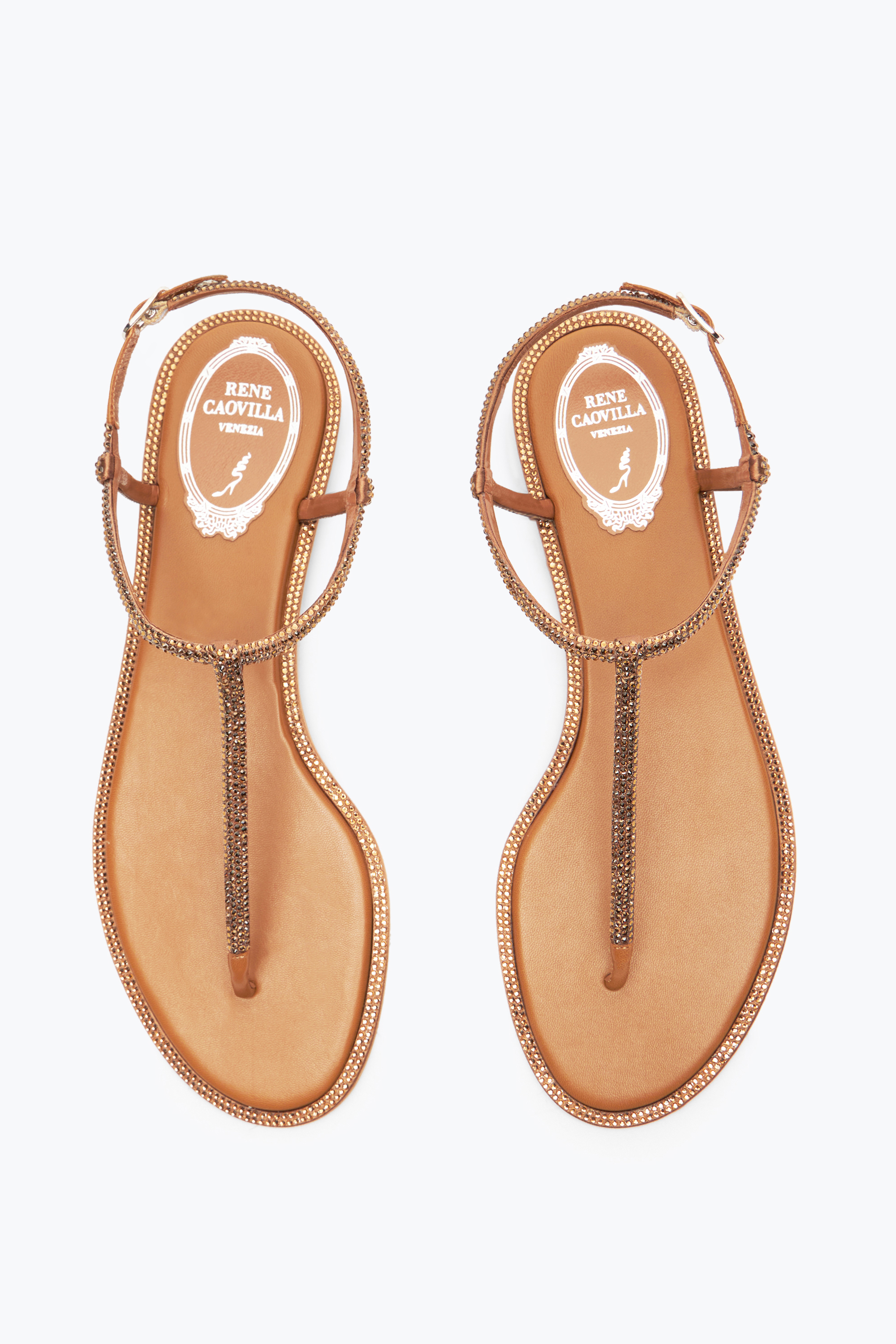 René Caovilla Diana Cognac Sandal With Crystals 10