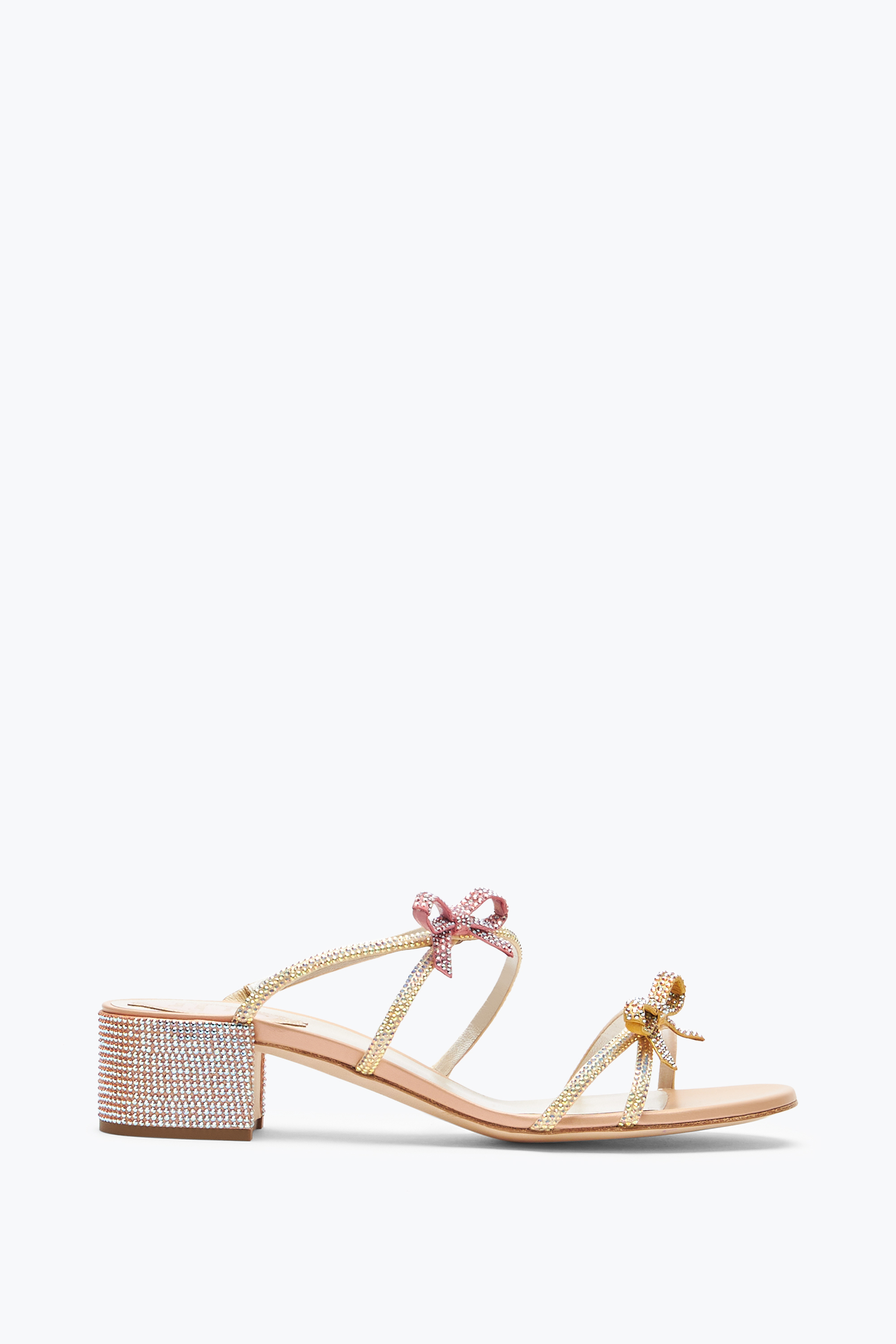 René Caovilla Caterina Peach Slider Sandal With Crystals 40