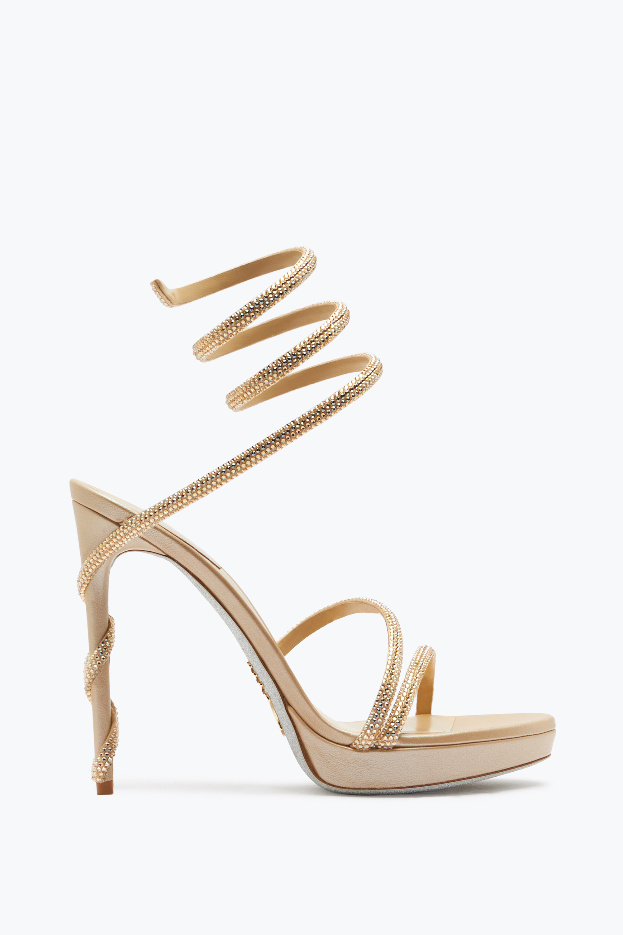 René Caovilla Margot Champagne Platform Sandal 120