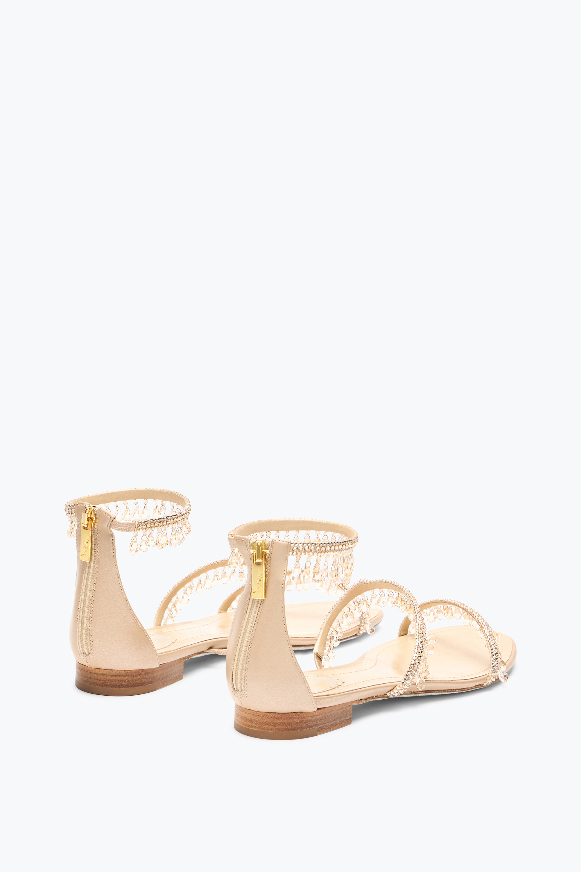 René Caovilla Chandelier Nude Flat Sandal 10 In Brown