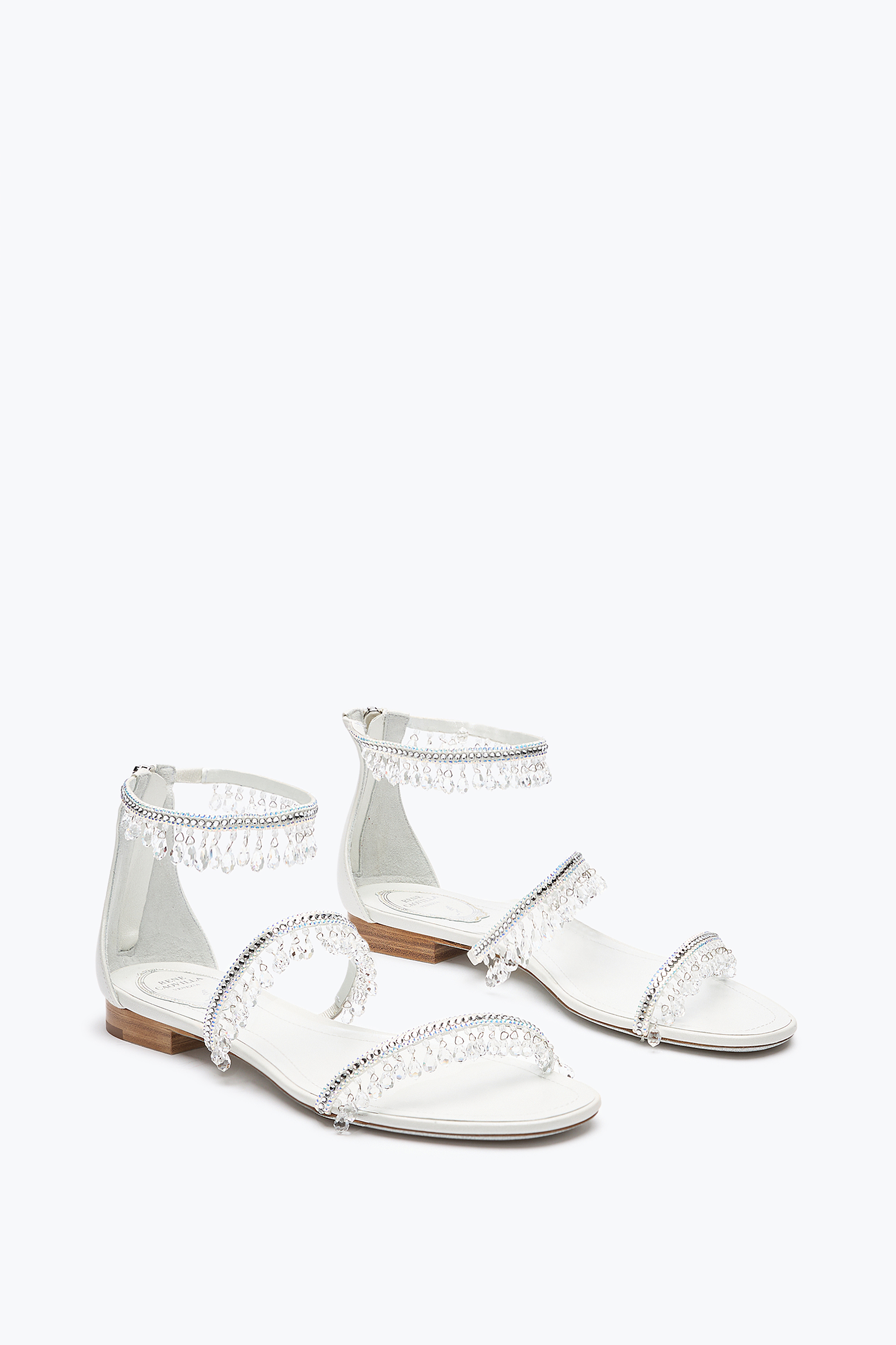 René Caovilla Chandelier Ivory Flat Sandal 10