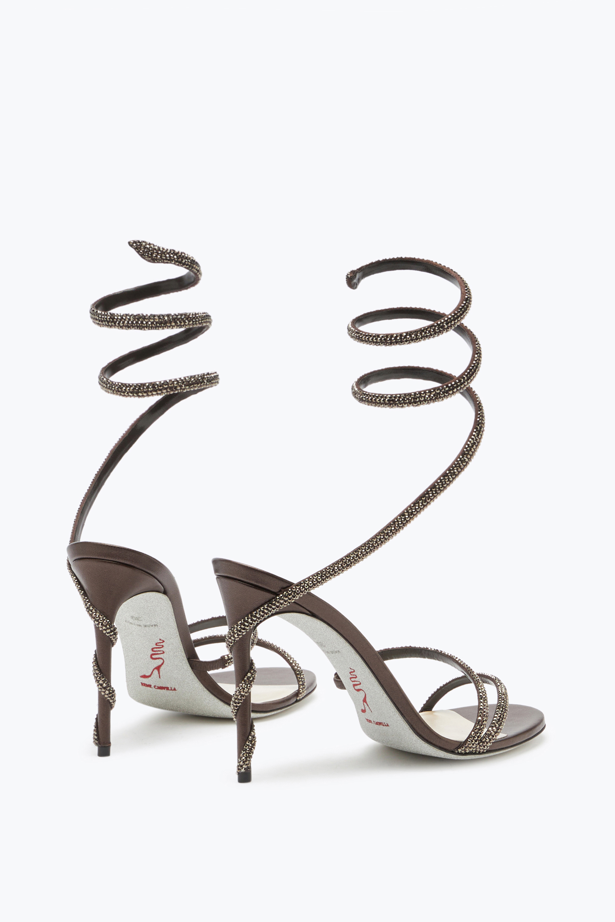 René Caovilla Margot Crystal Brown Sandal 105