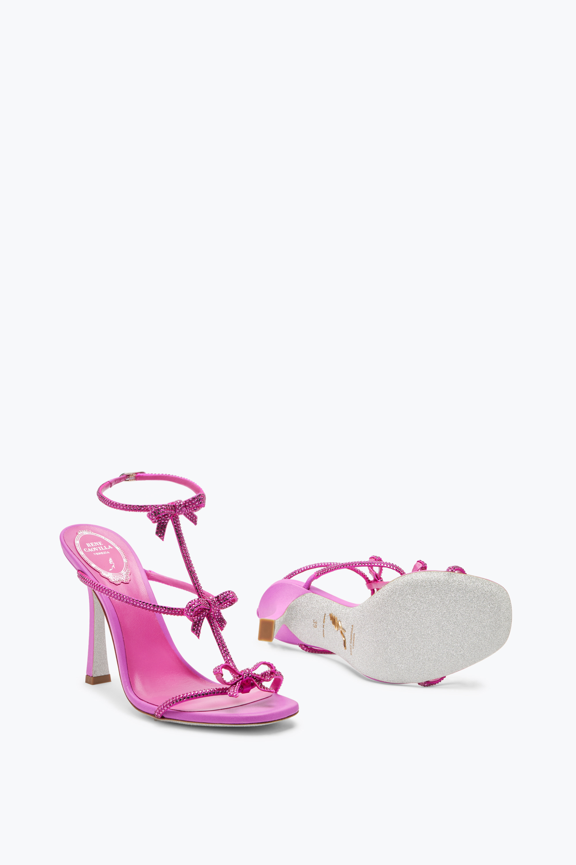 René Caovilla Caterina Crystal Fuchsia Sandal 105