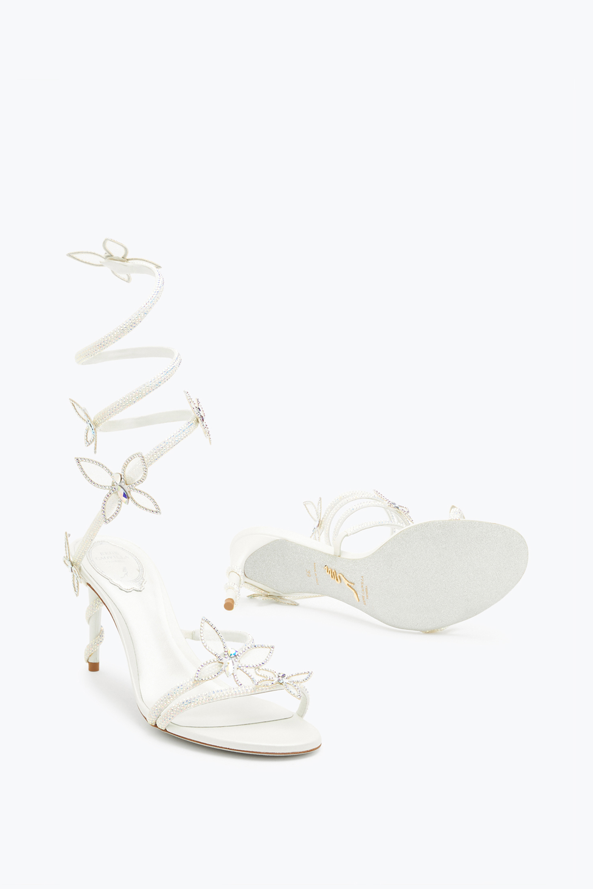René Caovilla Margot Crystal White Sandal 80