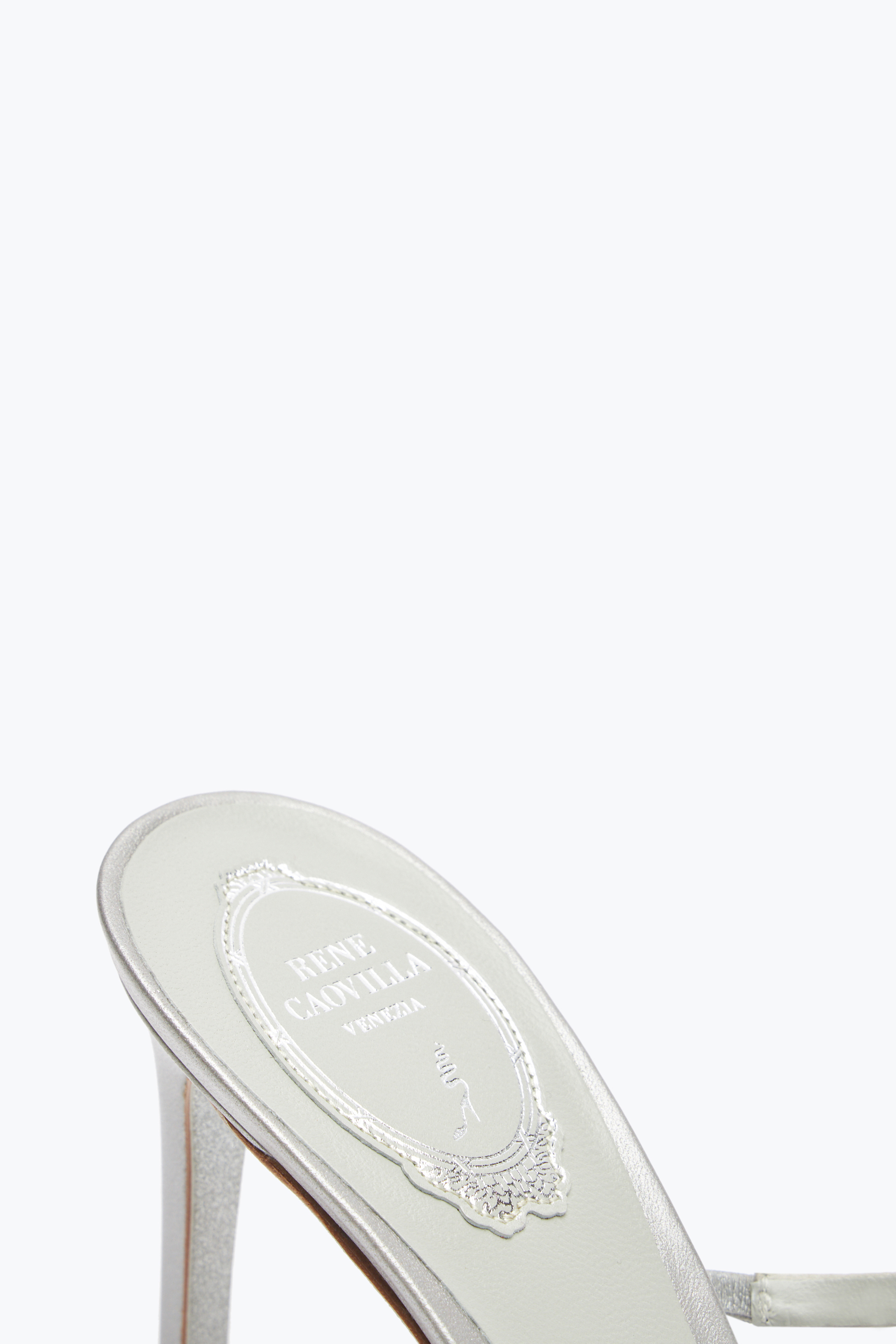 René Caovilla Chandelier Pearl Gray Slider Sandal 80