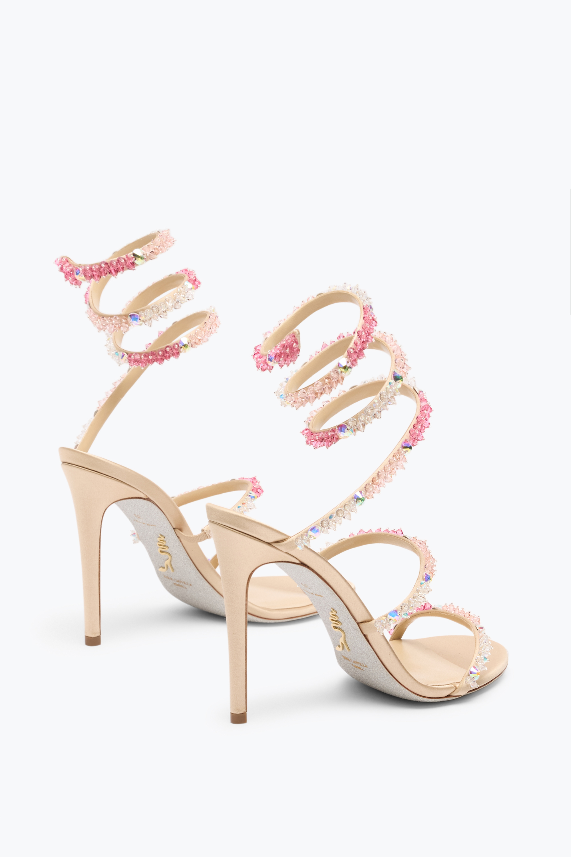 René Caovilla Cinderella Barbie Pink Sandal With Serpent 105