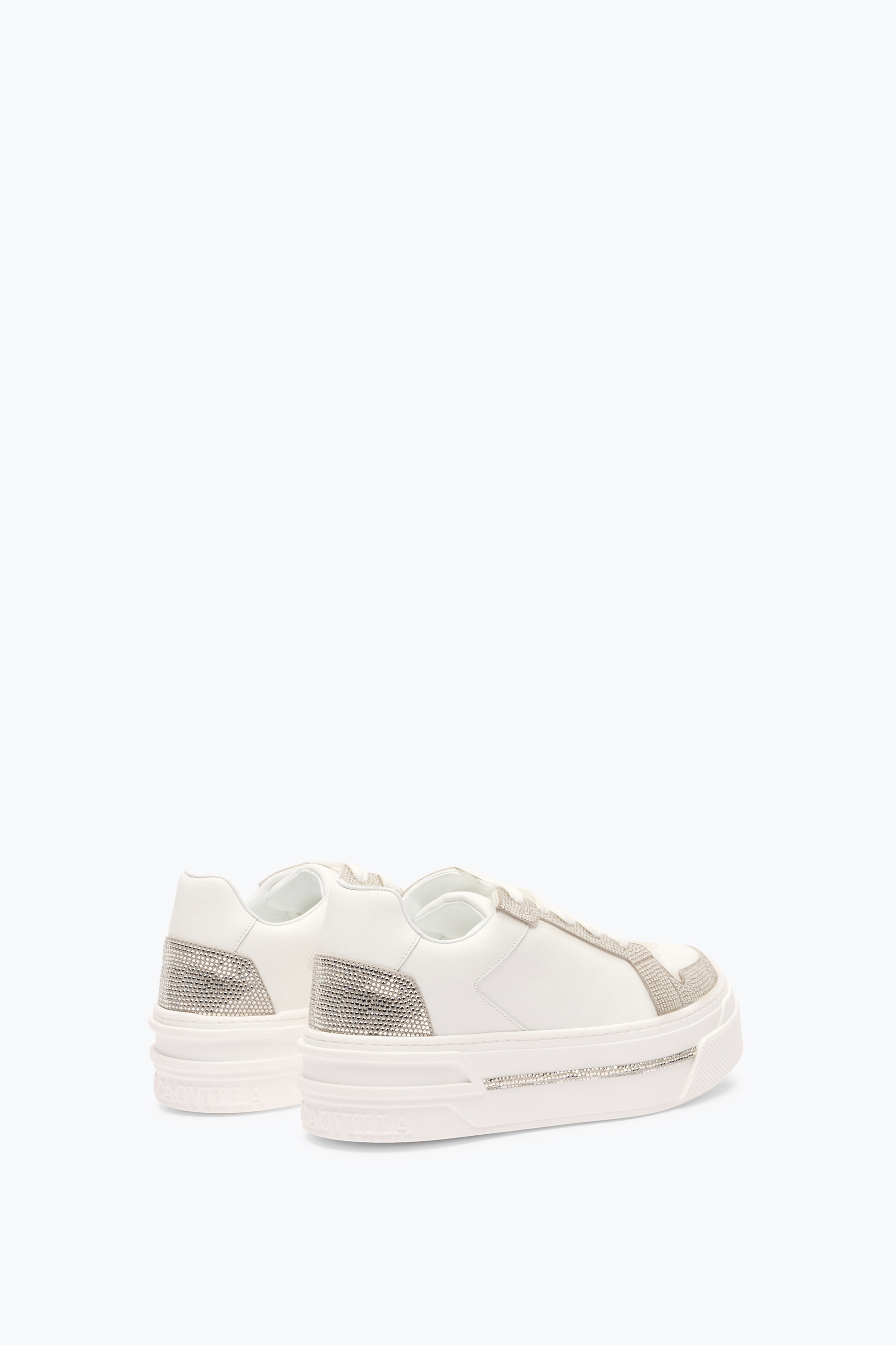 René Caovilla Xtra White-silver Sneaker With Crystals 50