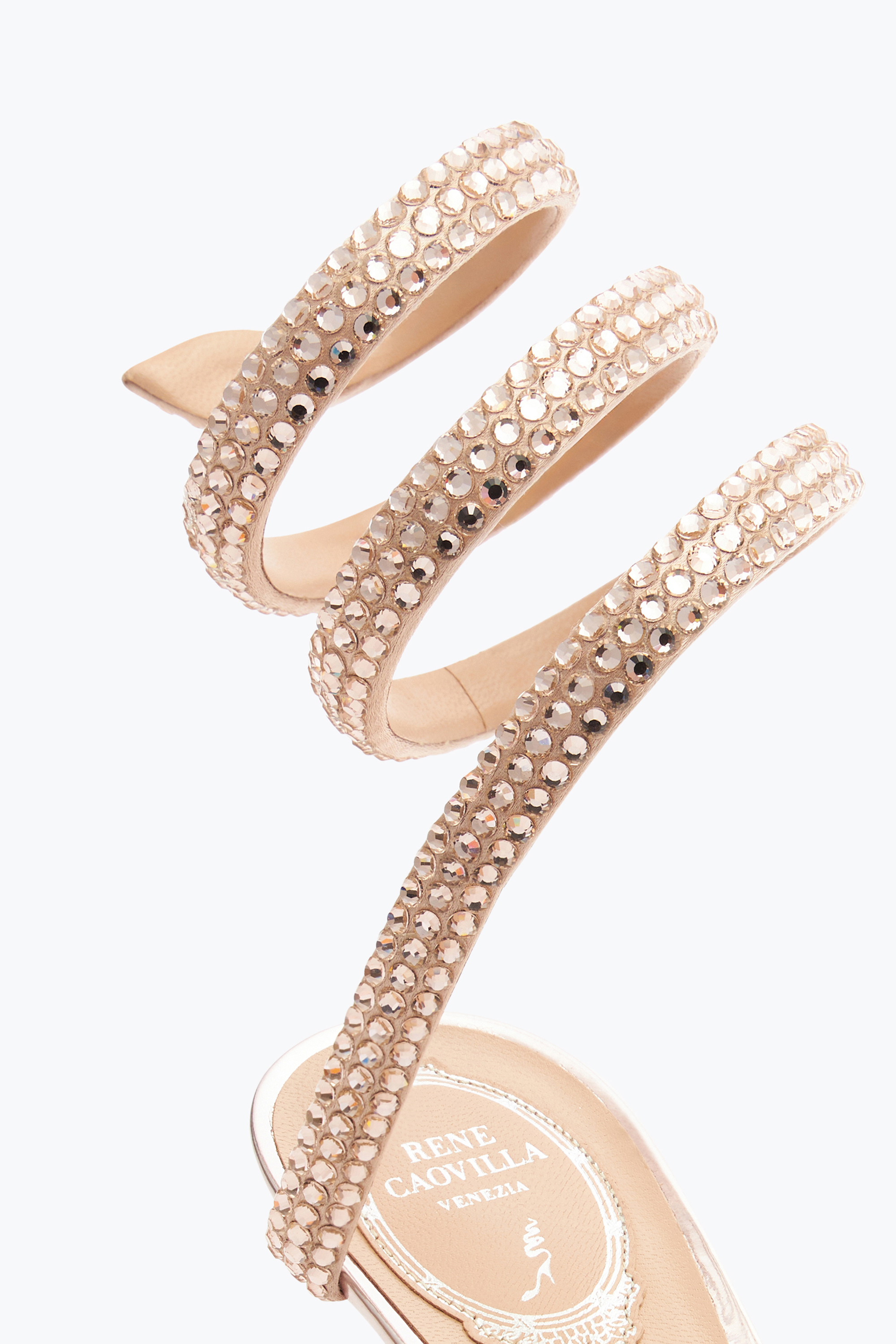 René Caovilla Cleo Rose Gold Pump With Crystals 50