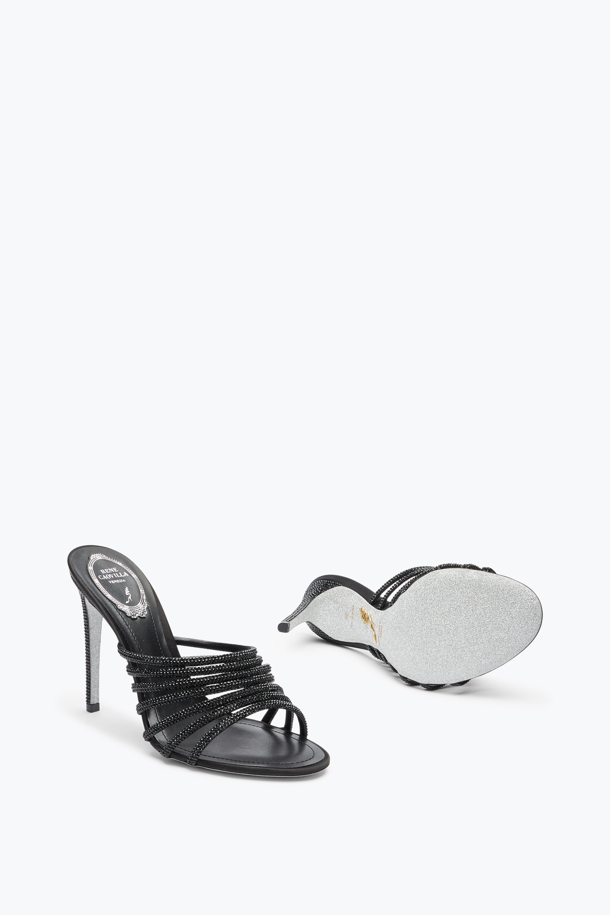 René Caovilla Full Trim Black Mule 105
