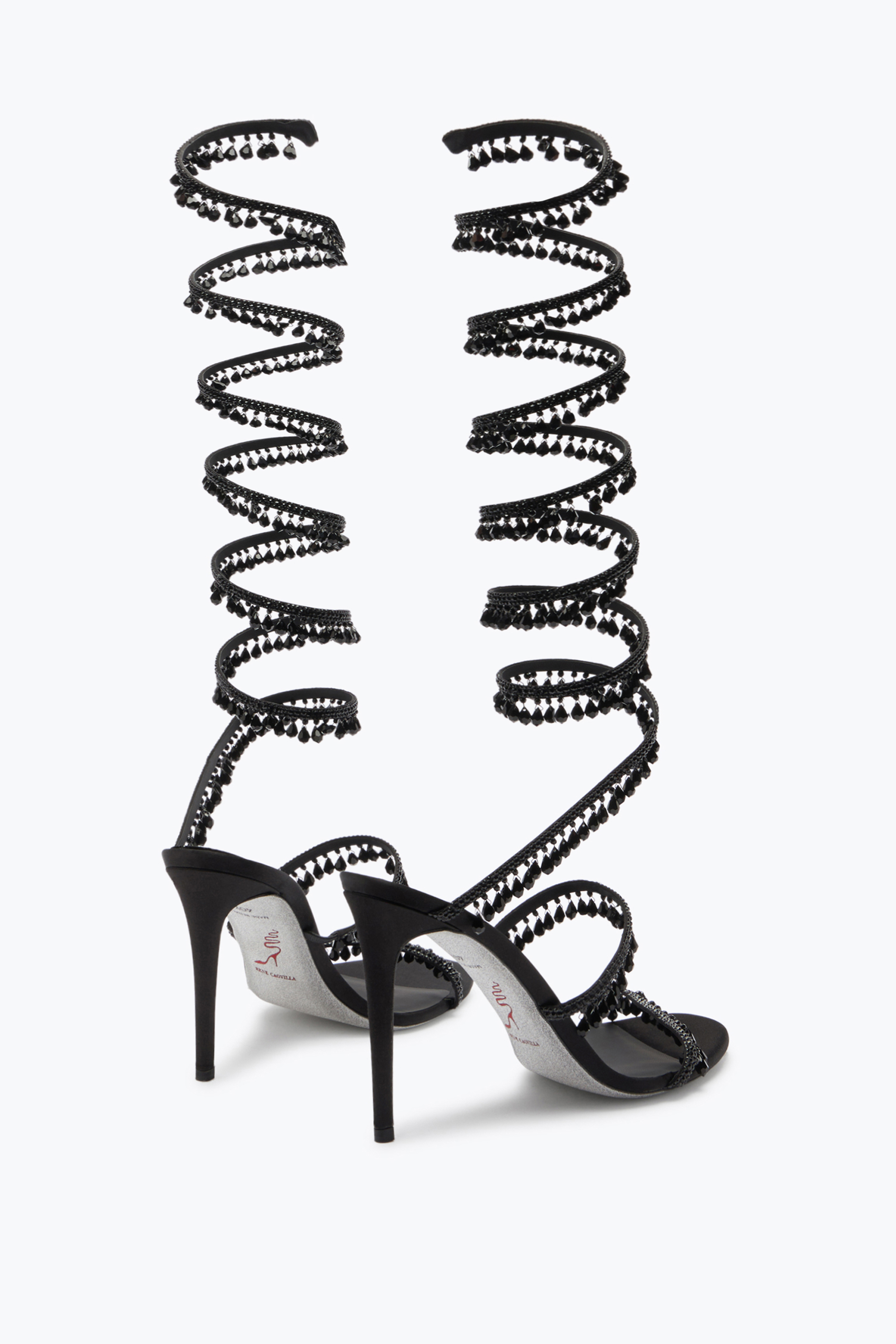 René Caovilla Chandelier Beaded Ankle-wrap Sandals