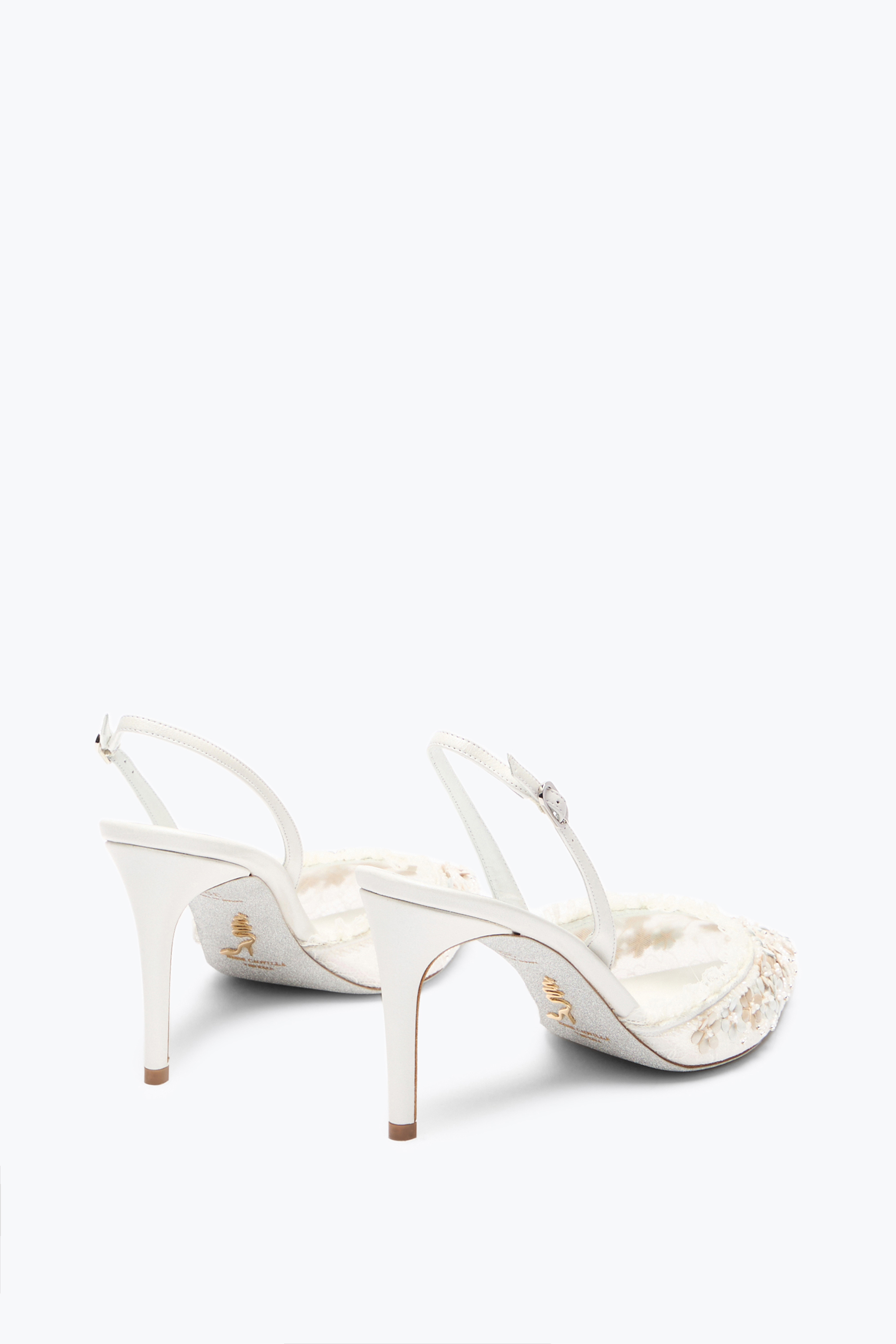 René Caovilla Bloom White Slingback 80