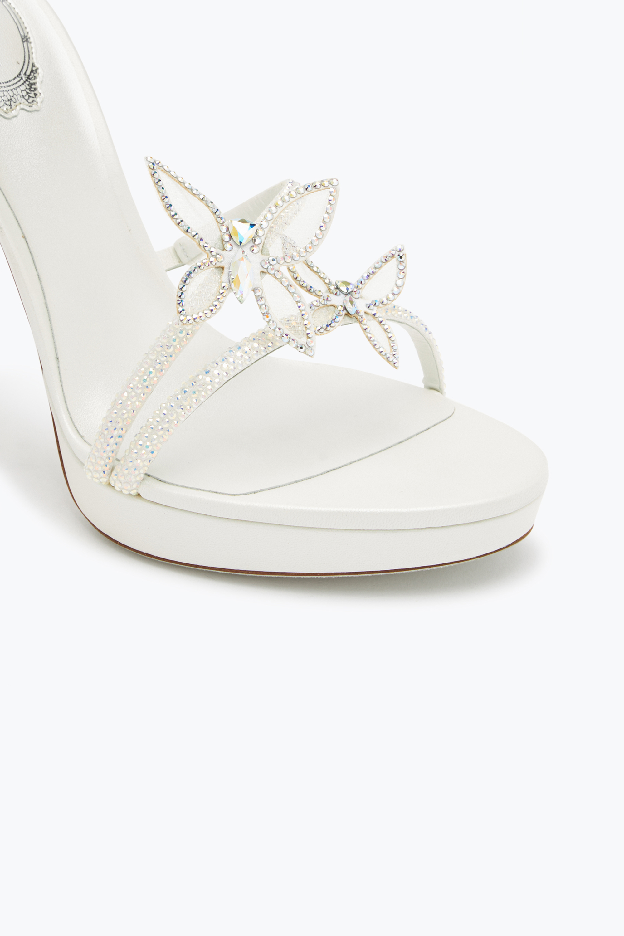 RENÉ CAOVILLA MARGOT CRYSTAL WHITE PLATFORM SANDAL 120