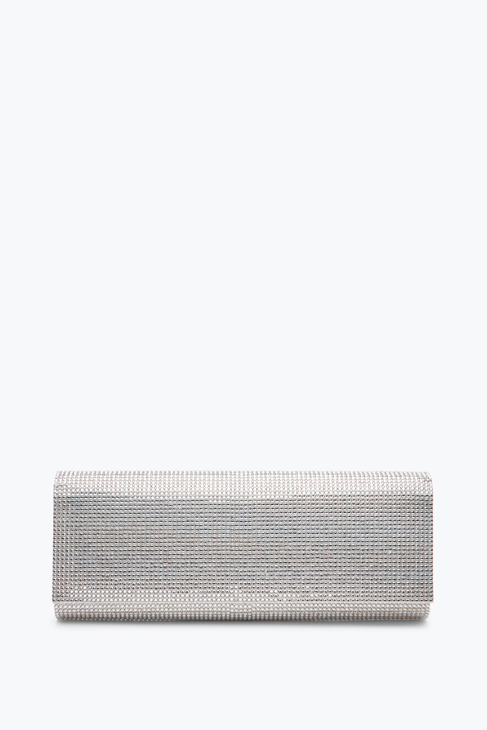 René Caovilla Zafira Silver Clutch With All-over Crystals