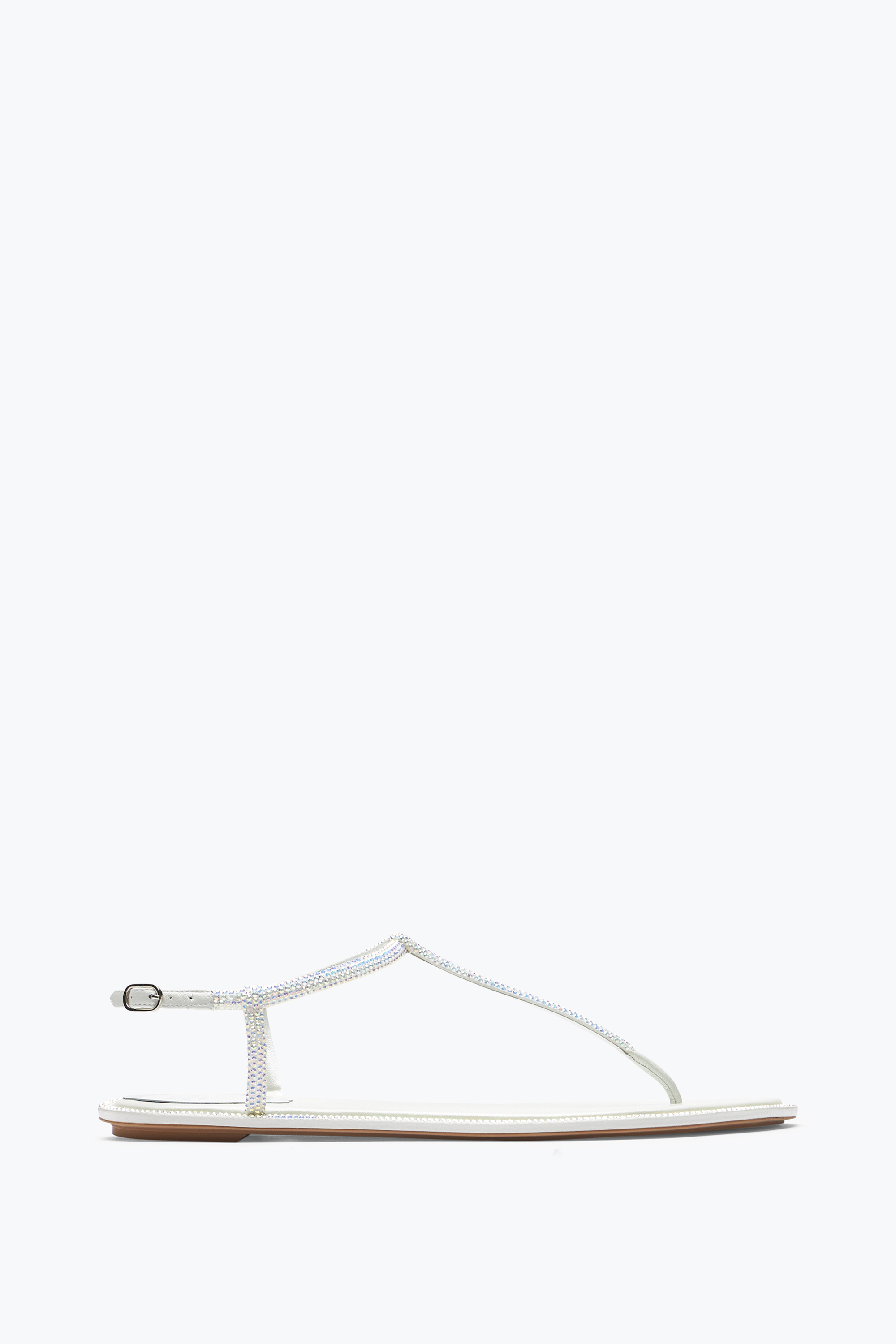 René Caovilla Diana White Sandal With Crystals 10 In Silver