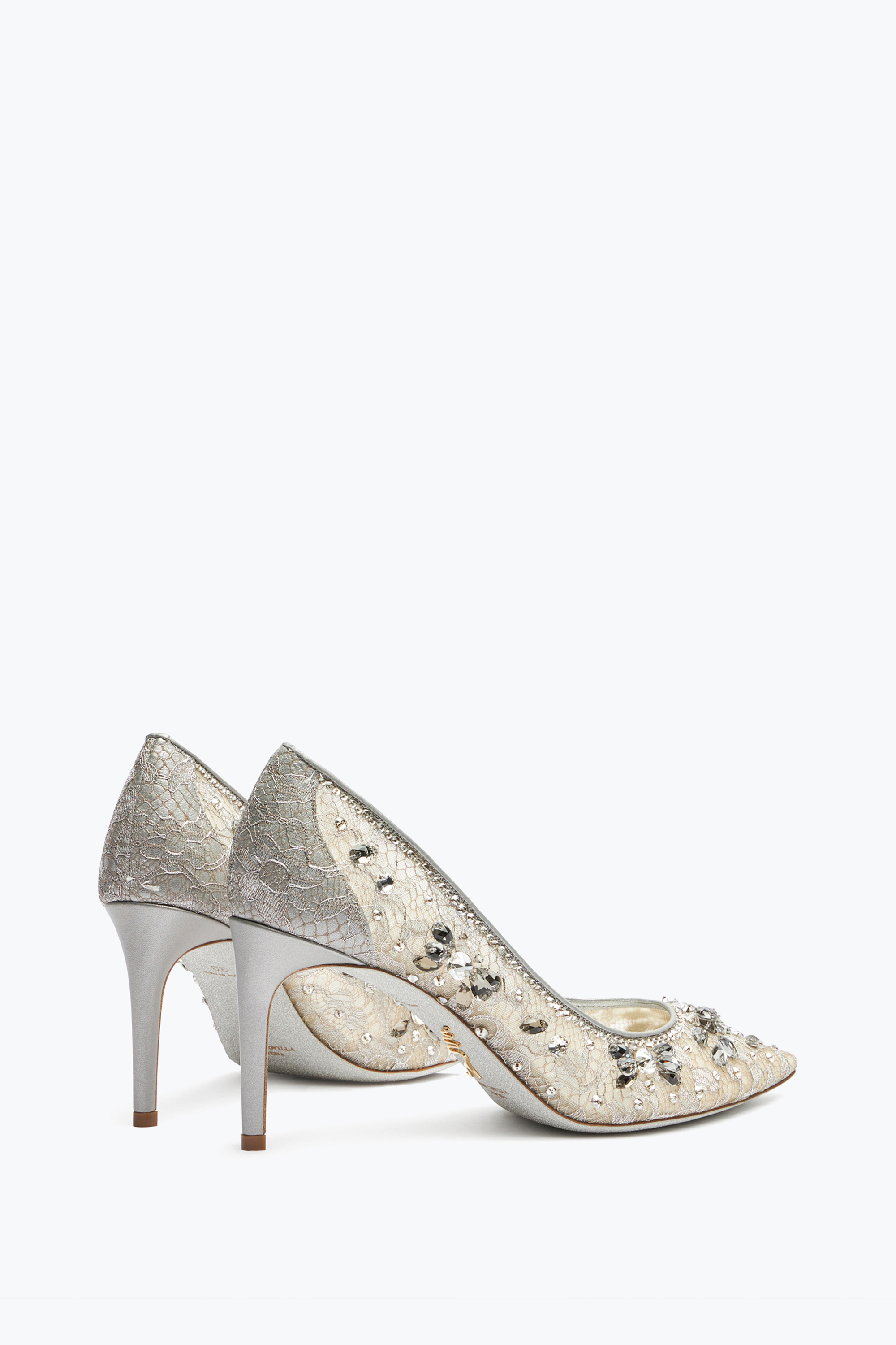 René Caovilla Cinderella Silver Pump 80