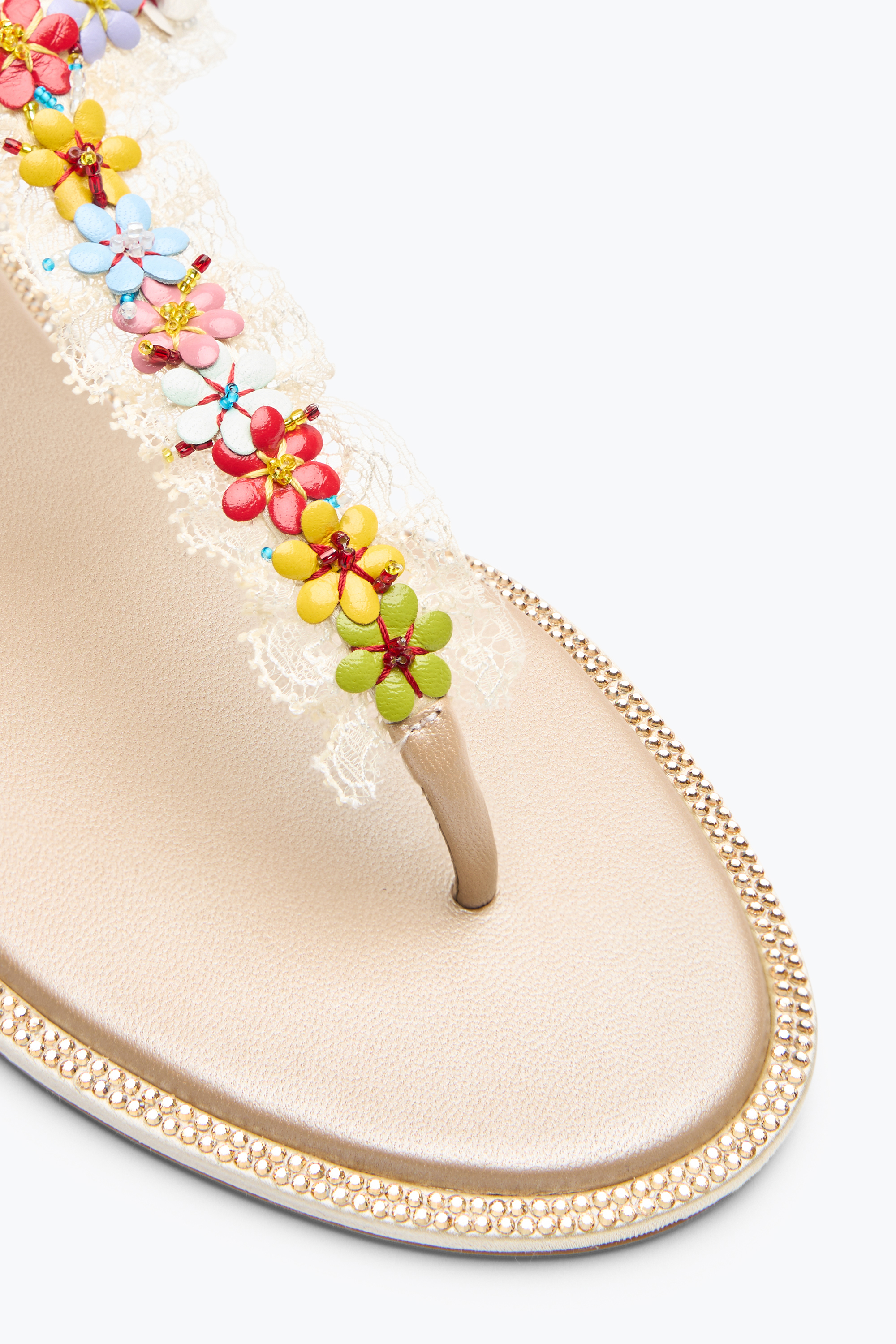 René Caovilla Bloom Nude Flat Sandal 10