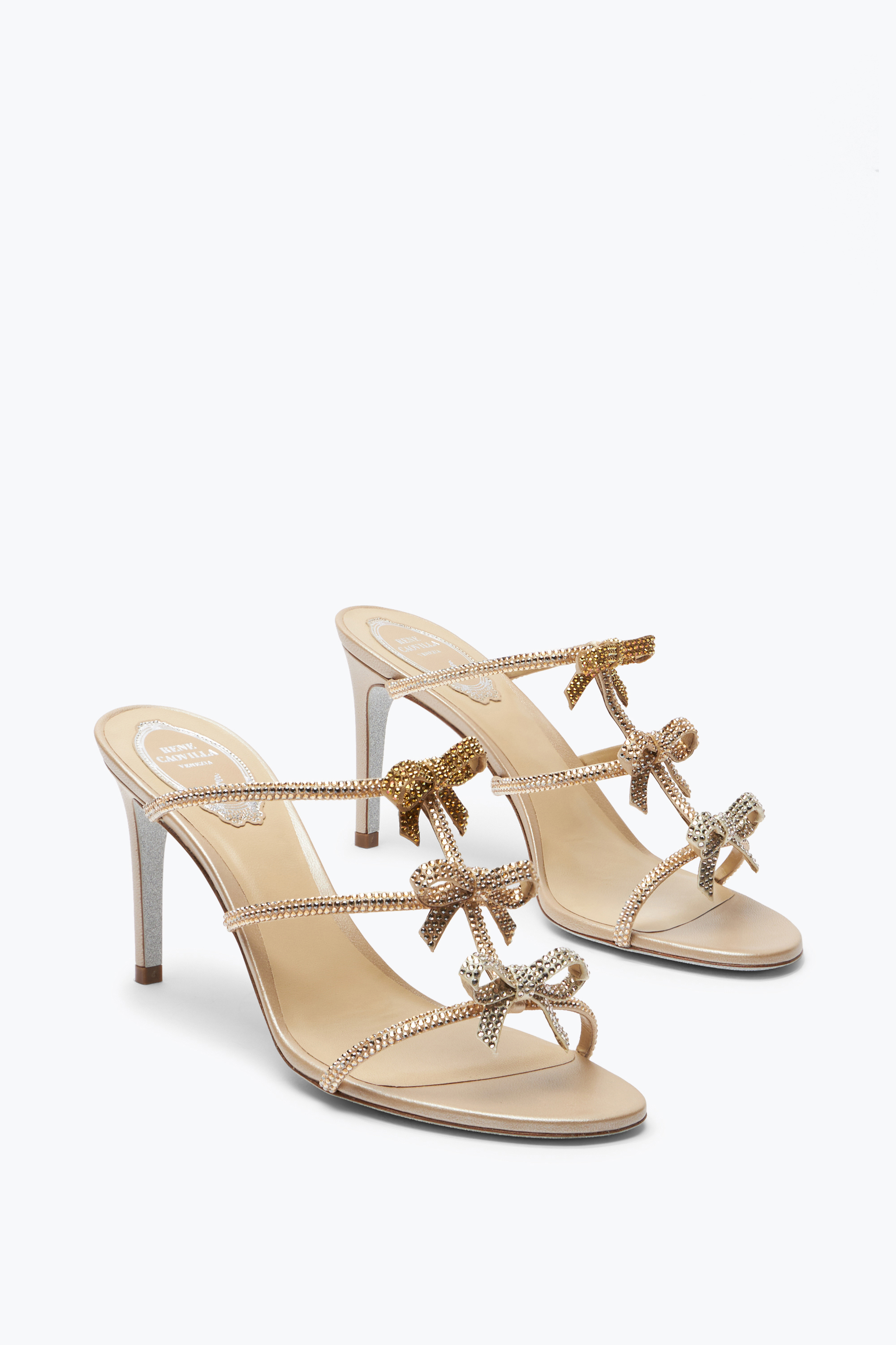 René Caovilla Caterina Champagne Slider Sandal 80