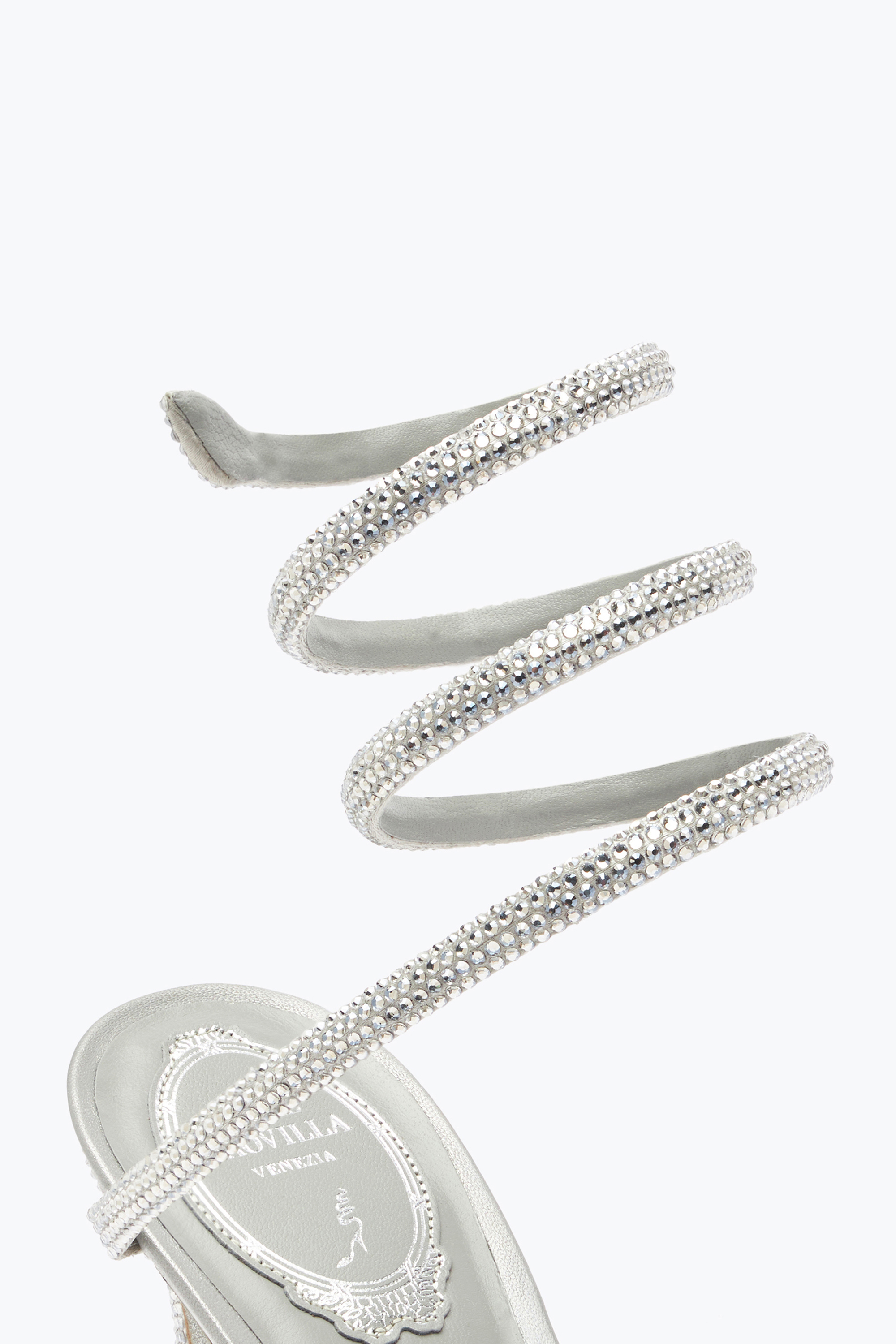 René Caovilla Cleo Crystal Gray Open-back Pump 105