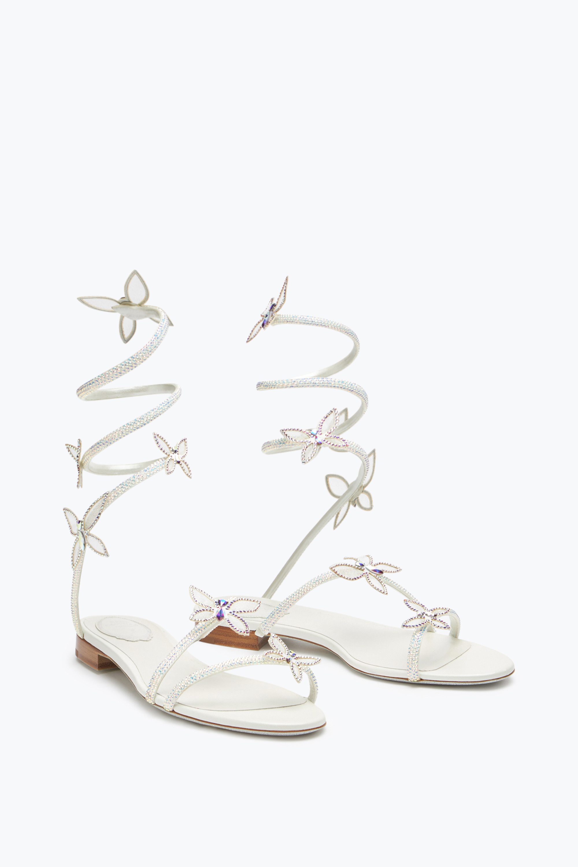 René Caovilla Butterflower Crystal Ivory Sandal 10