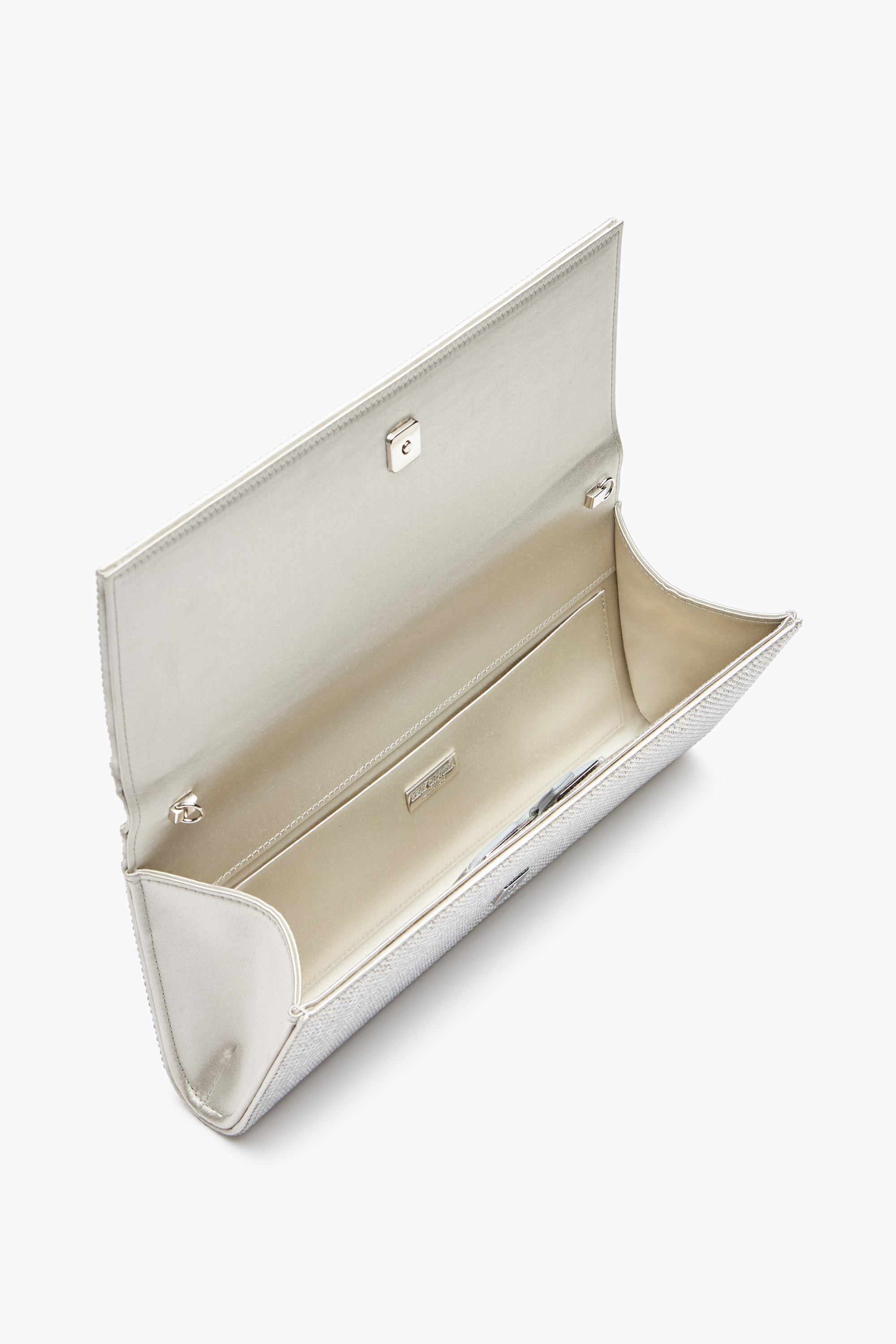 René Caovilla Zafira Silver Clutch With All-over Crystals