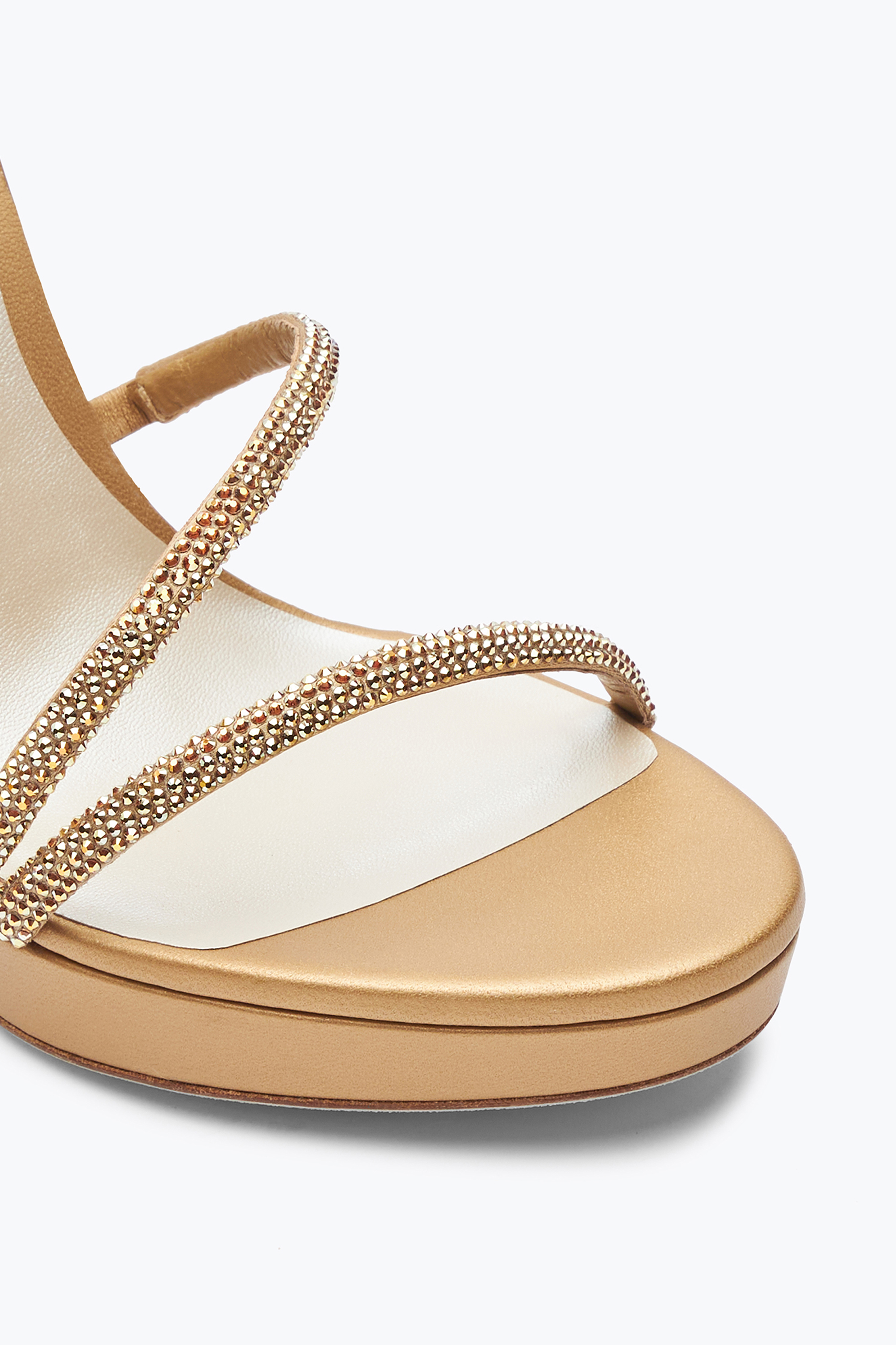 RENÉ CAOVILLA MARGOT CRYSTAL GOLD PLATFORM SANDAL 120