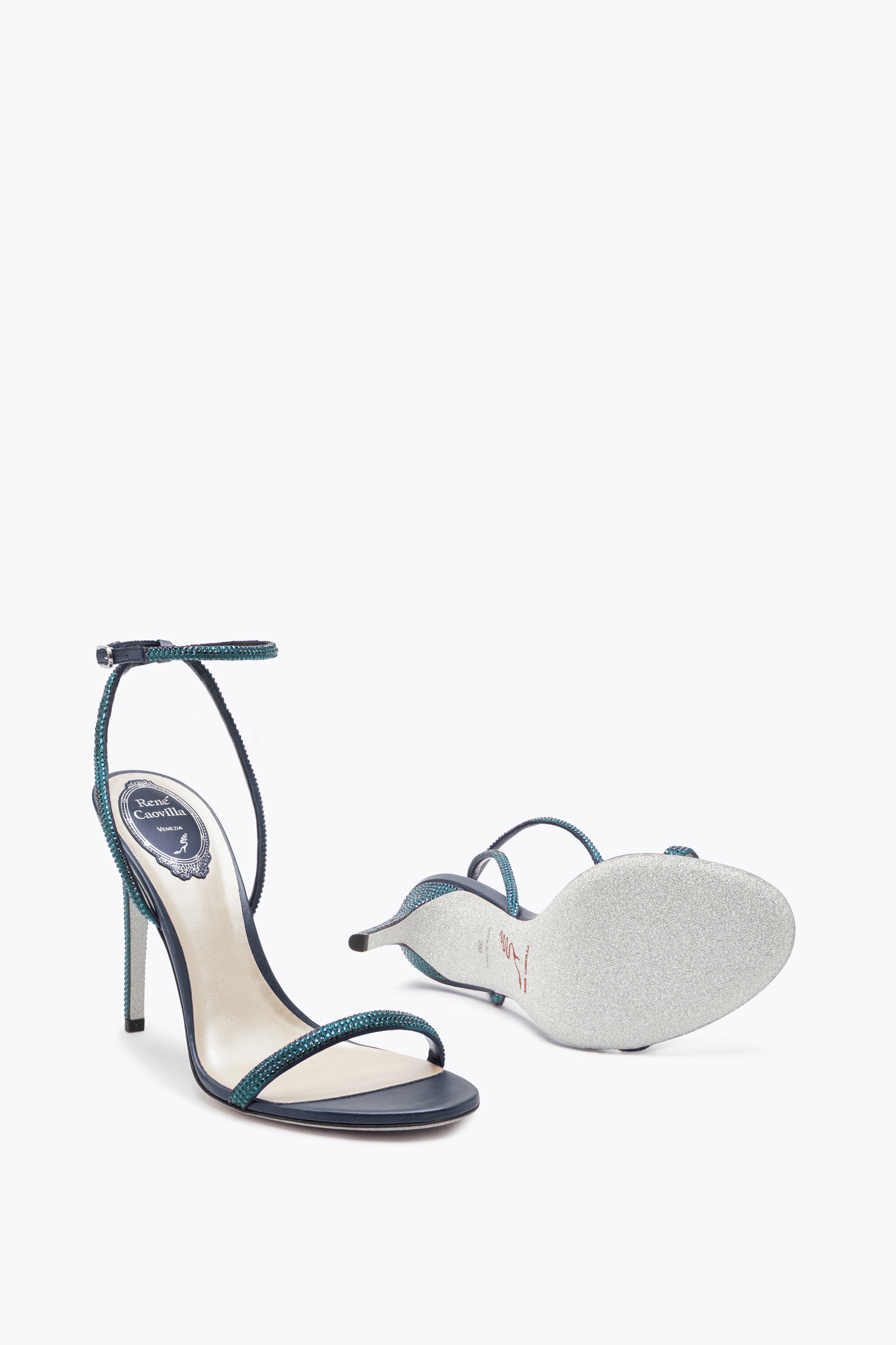 René Caovilla Ellabrita Crystal Blue Sandal 105