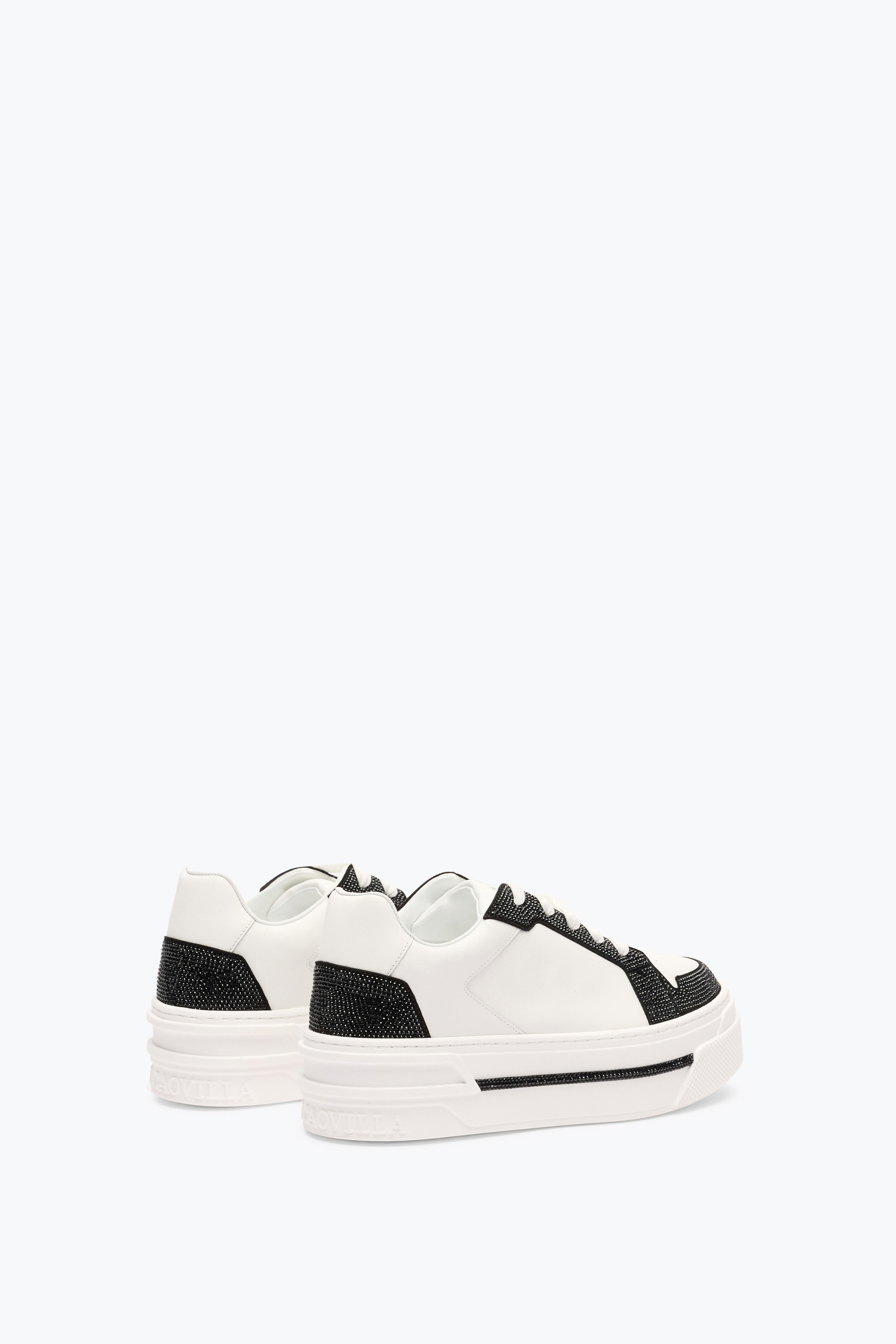 René Caovilla Xtra White-black Sneaker With Crystals 50