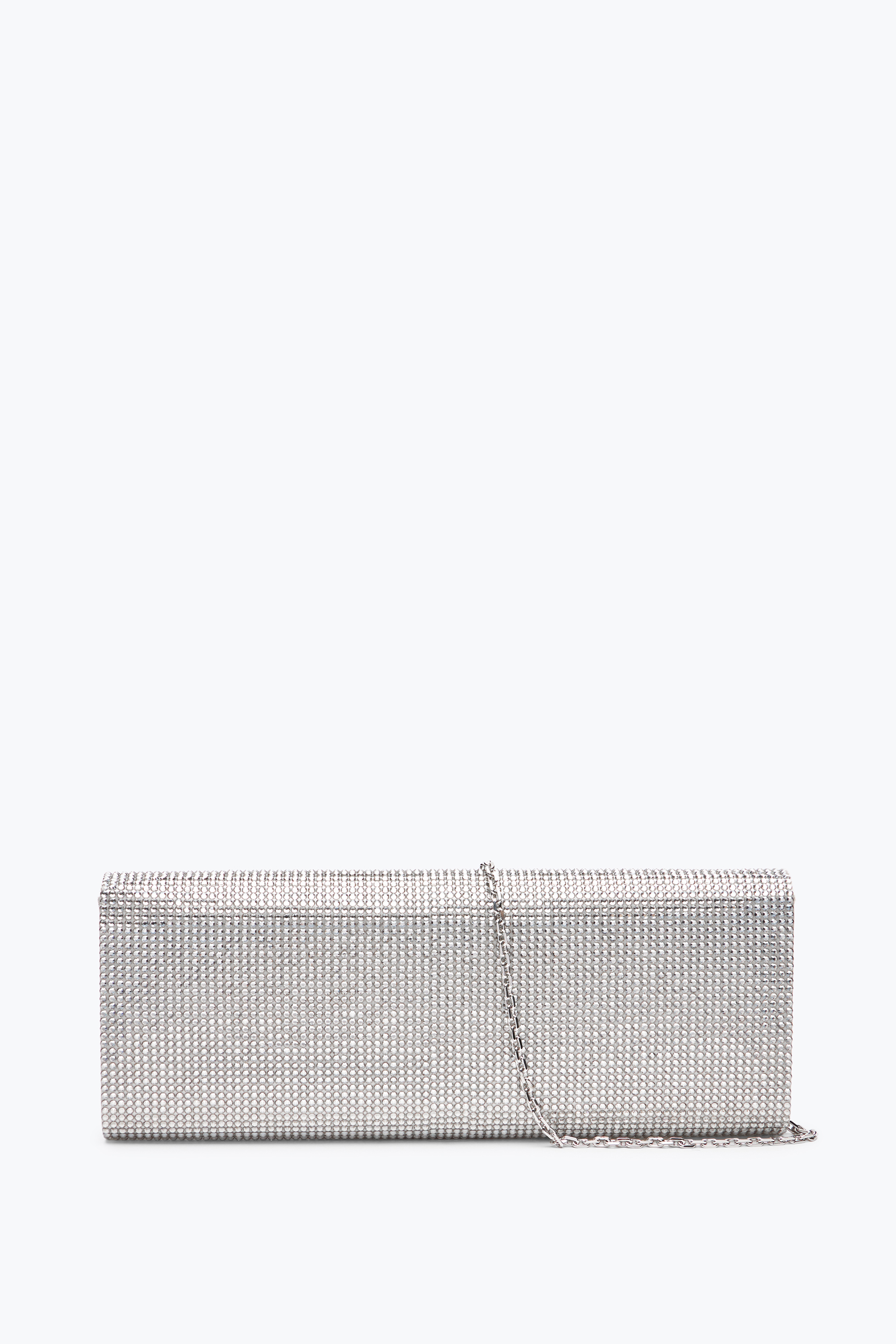 René Caovilla Zafira Silver Clutch With All-over Crystals