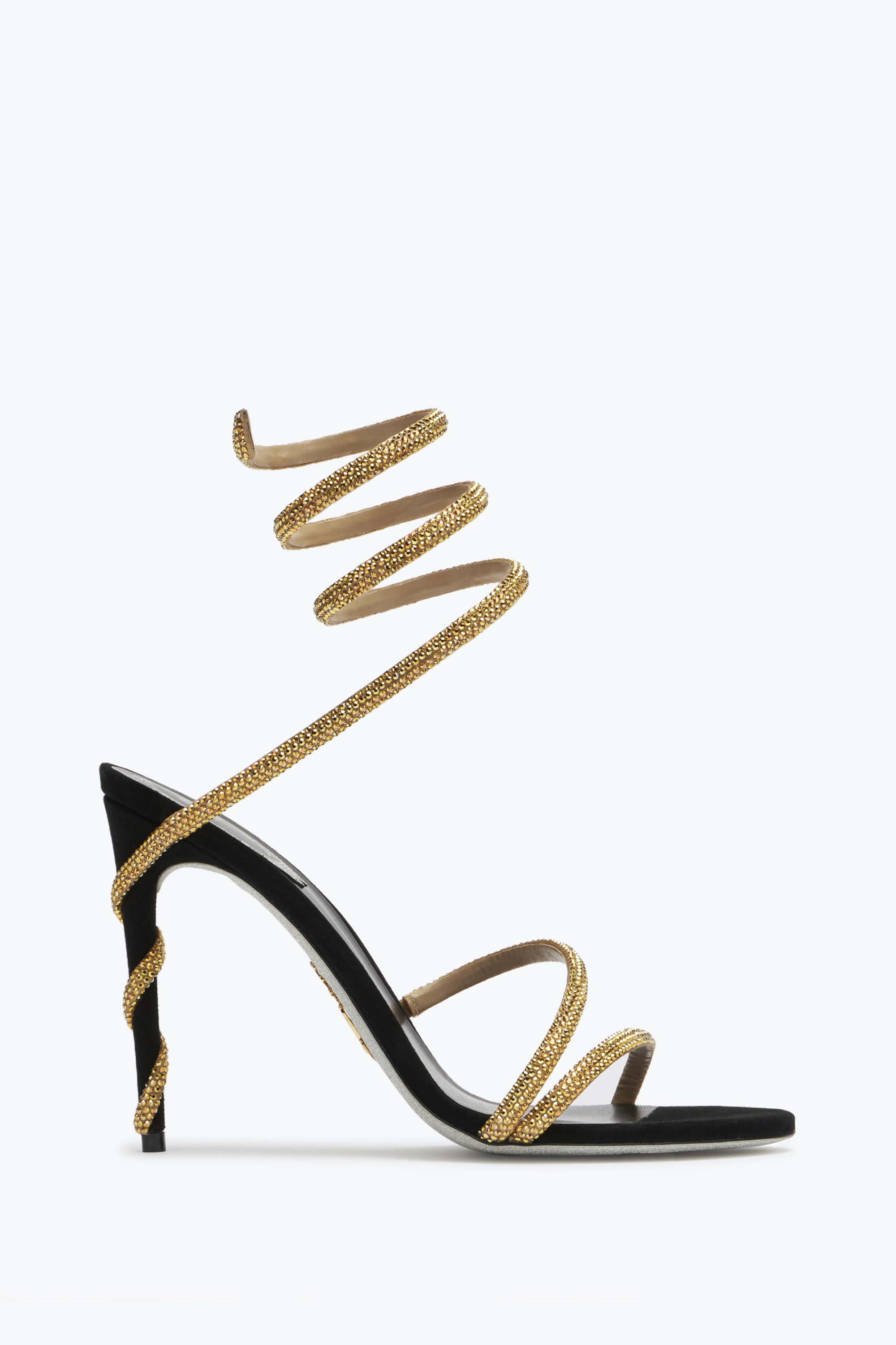 René Caovilla Margot Black Jewel Sandals Snake