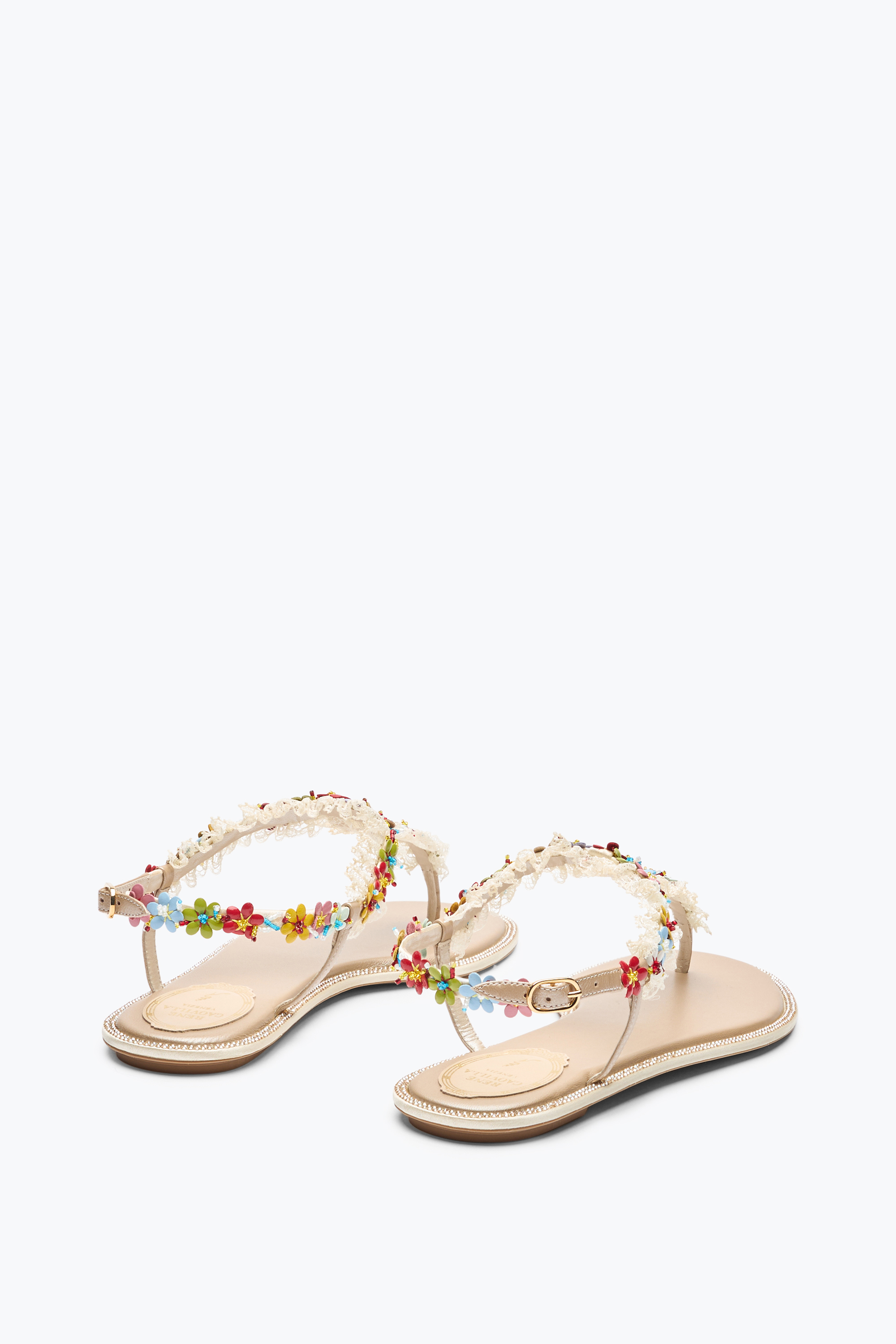 René Caovilla Bloom Nude Flat Sandal 10