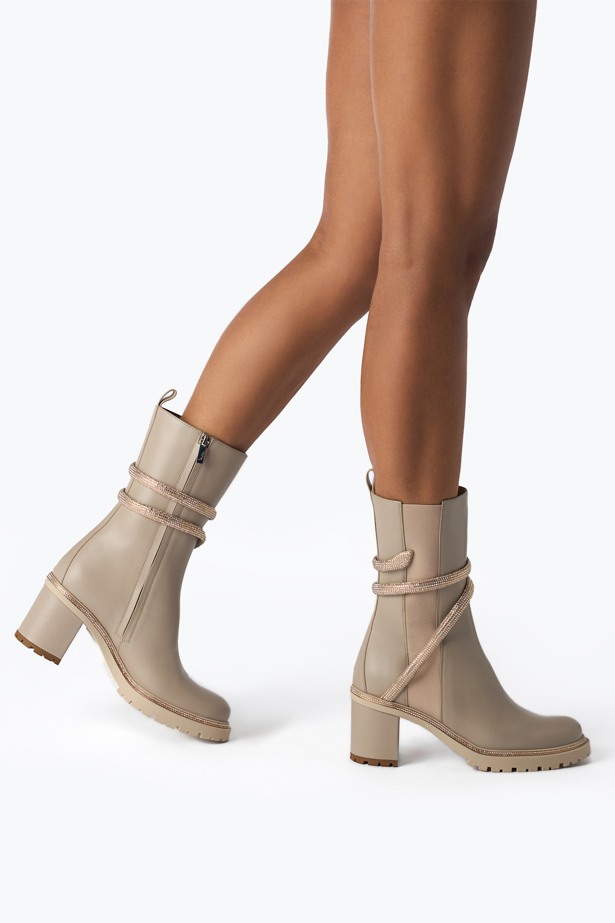 René Caovilla Cleo Crystals Beige Bootie 60