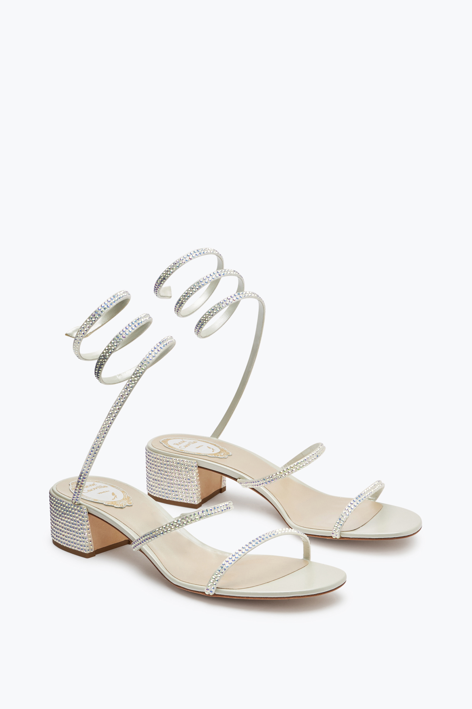 René Caovilla Flat Satin Sandals Cleo