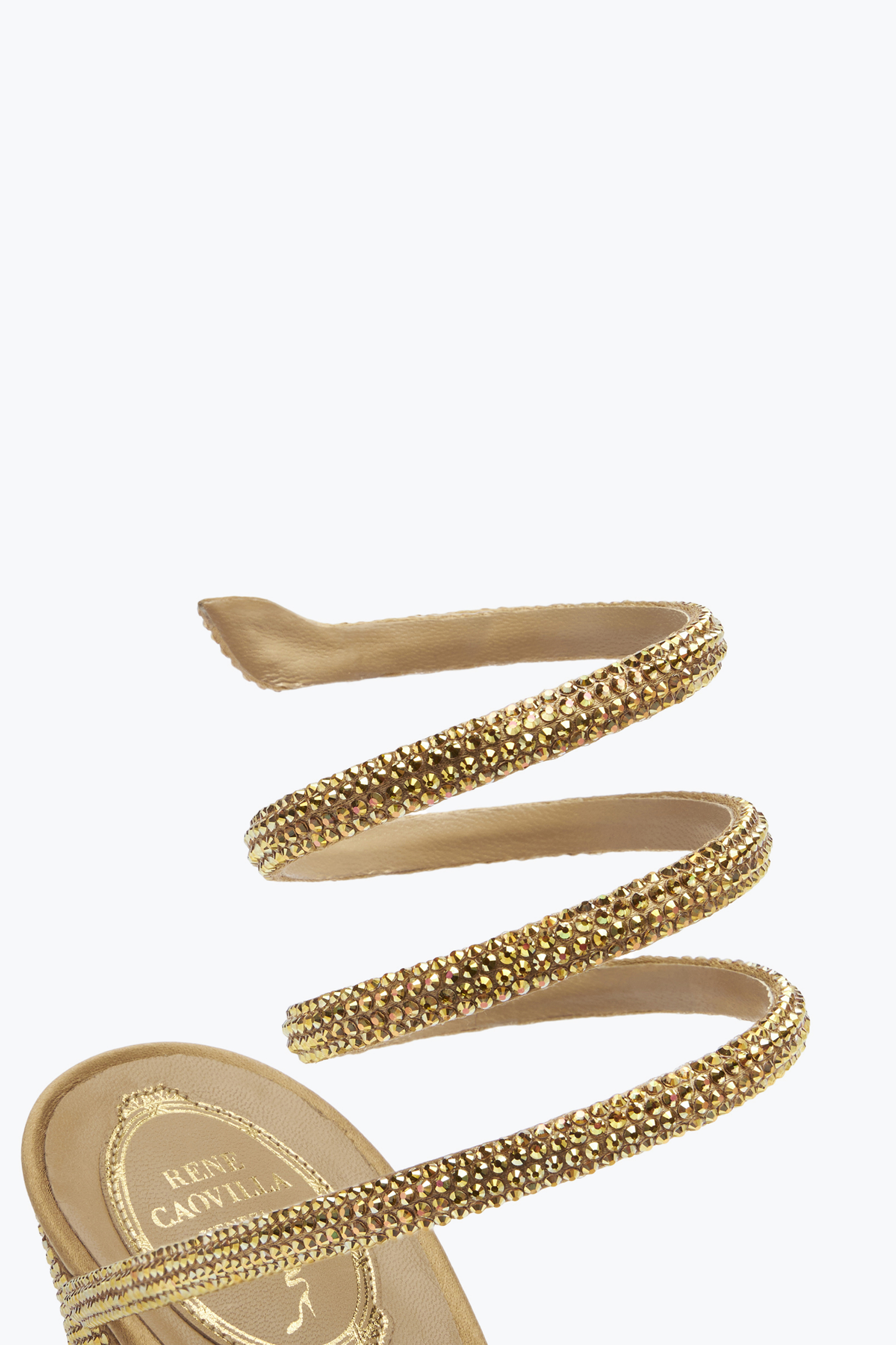 Shop René Caovilla Cleo Crystal Gold Platform Sandal 130