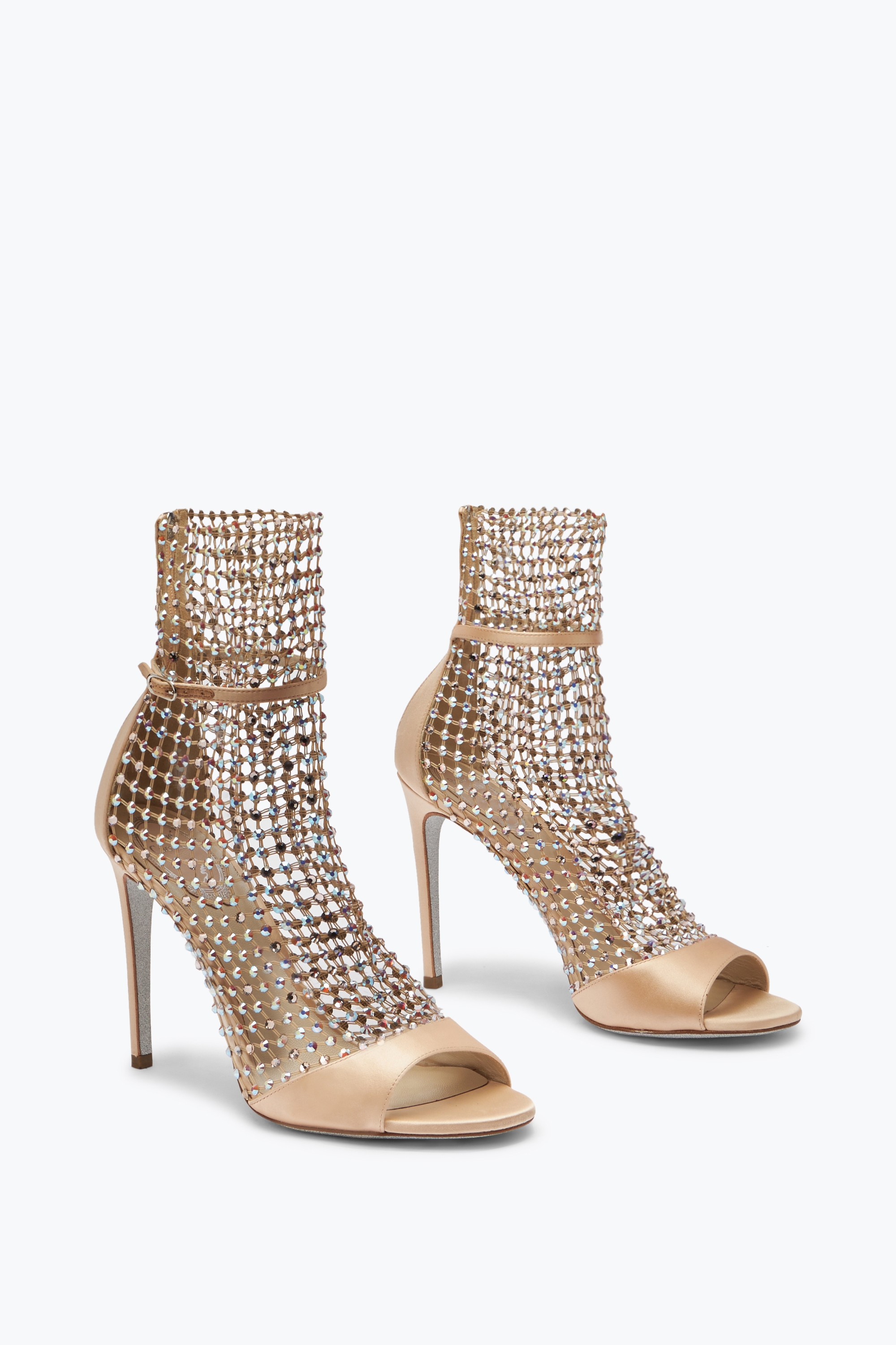 René Caovilla Galaxia 105 Crystal-embellished Ankle Mesh Sandals