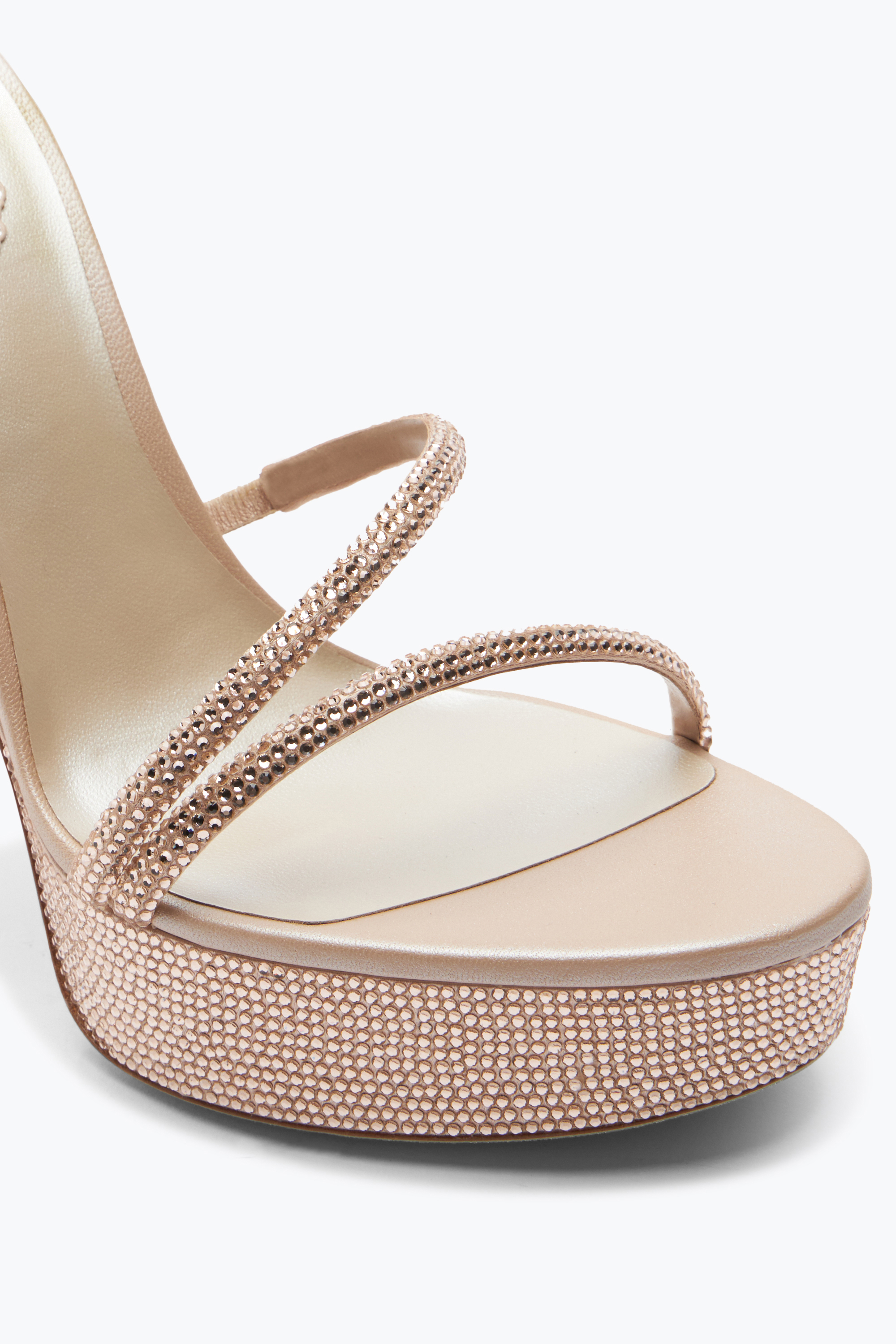 René Caovilla Margot Crystal Beige Platform Sandal 130