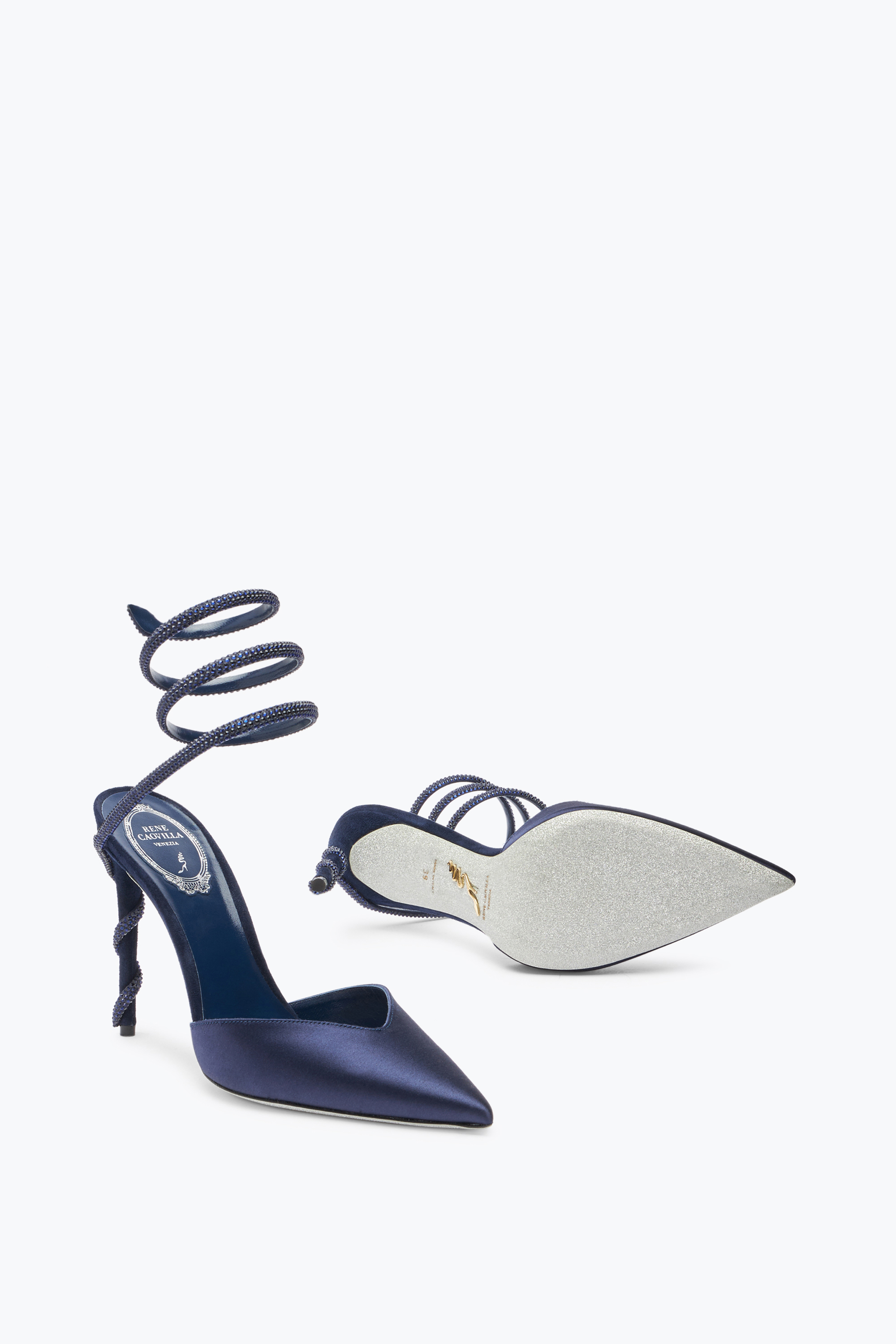 René Caovilla Rene Caovilla Margot 80 Satin Pumps In Blue