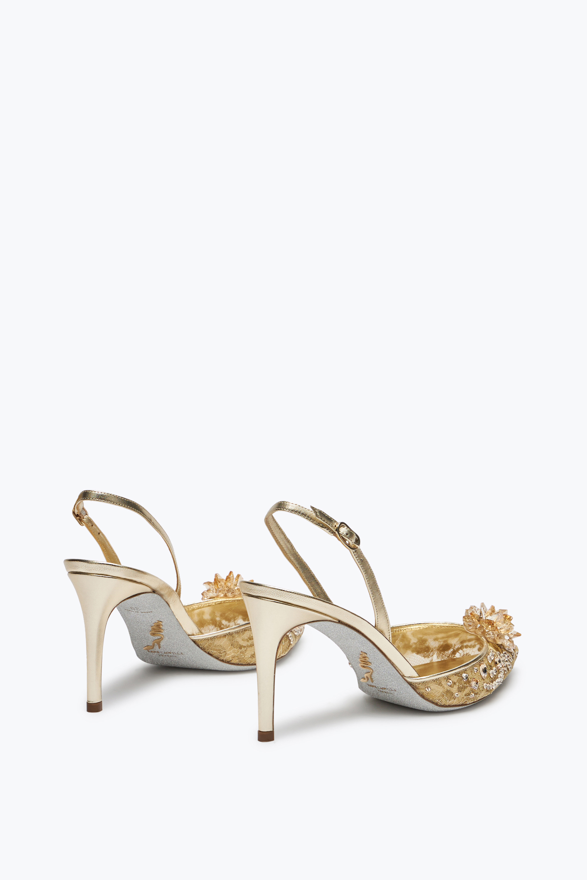 René Caovilla Cinderella Golden Slingback 80