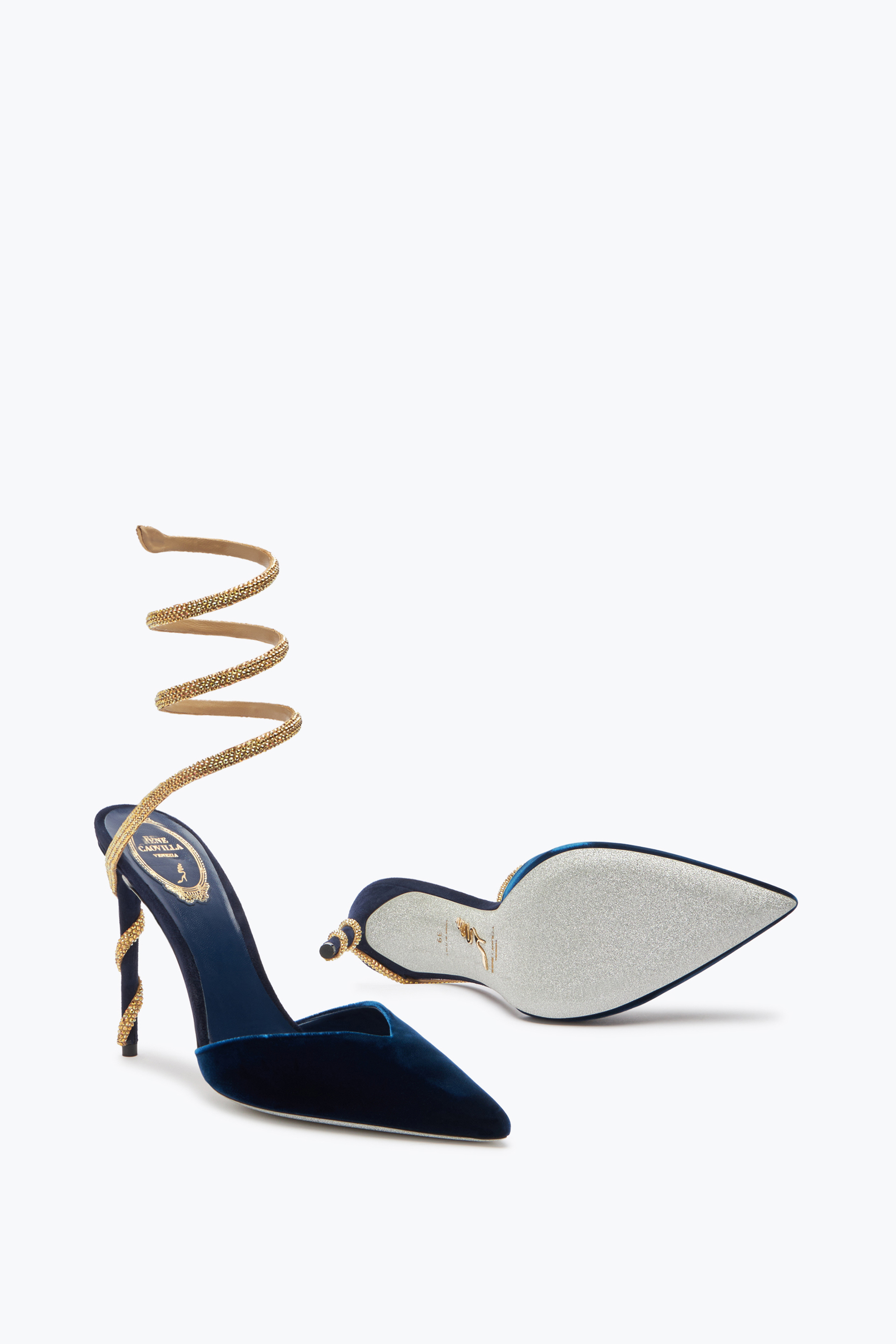 René Caovilla Margot Deep Blue Slingback Pump 105