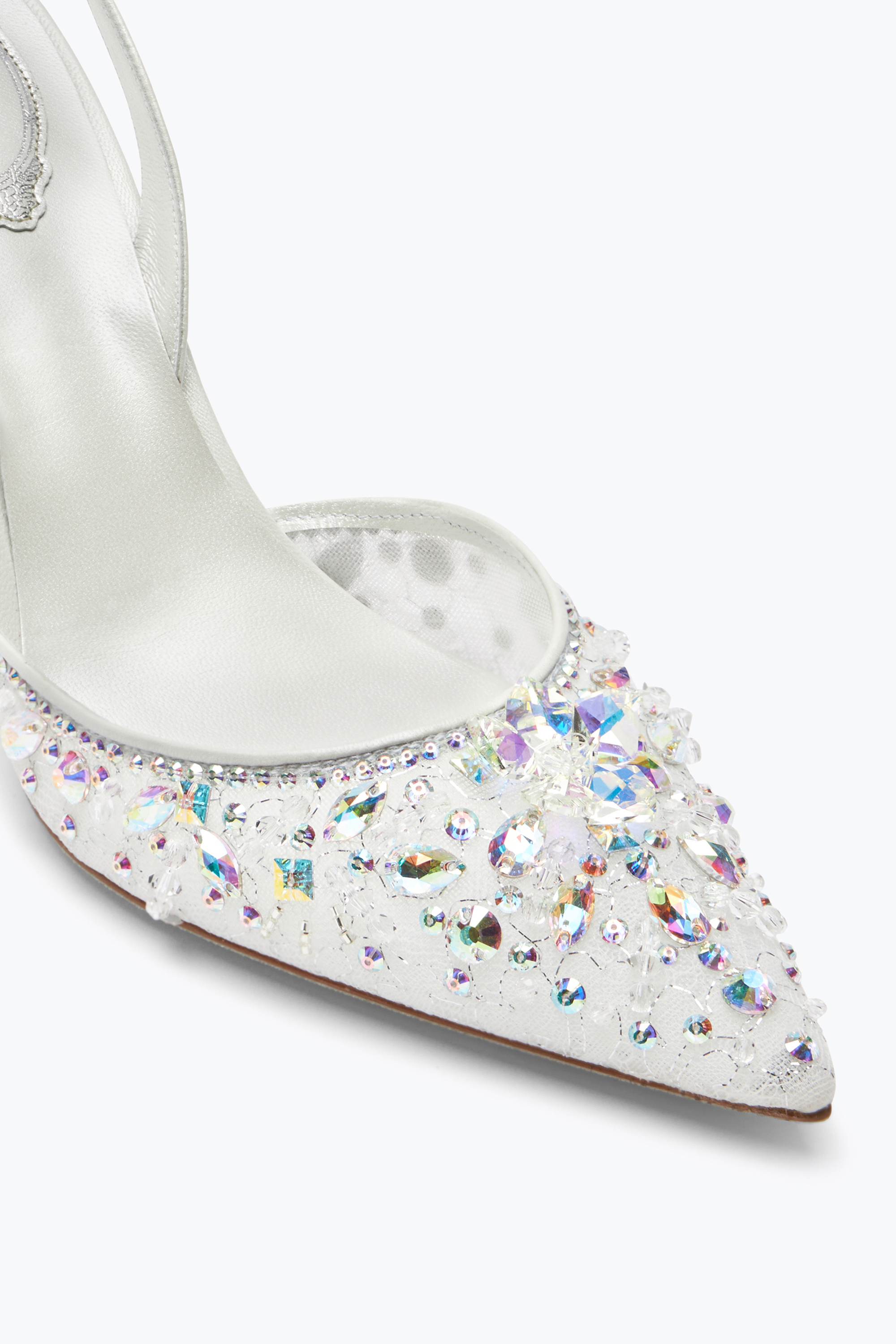 René Caovilla Cinderella White Slingback With Crystal 80