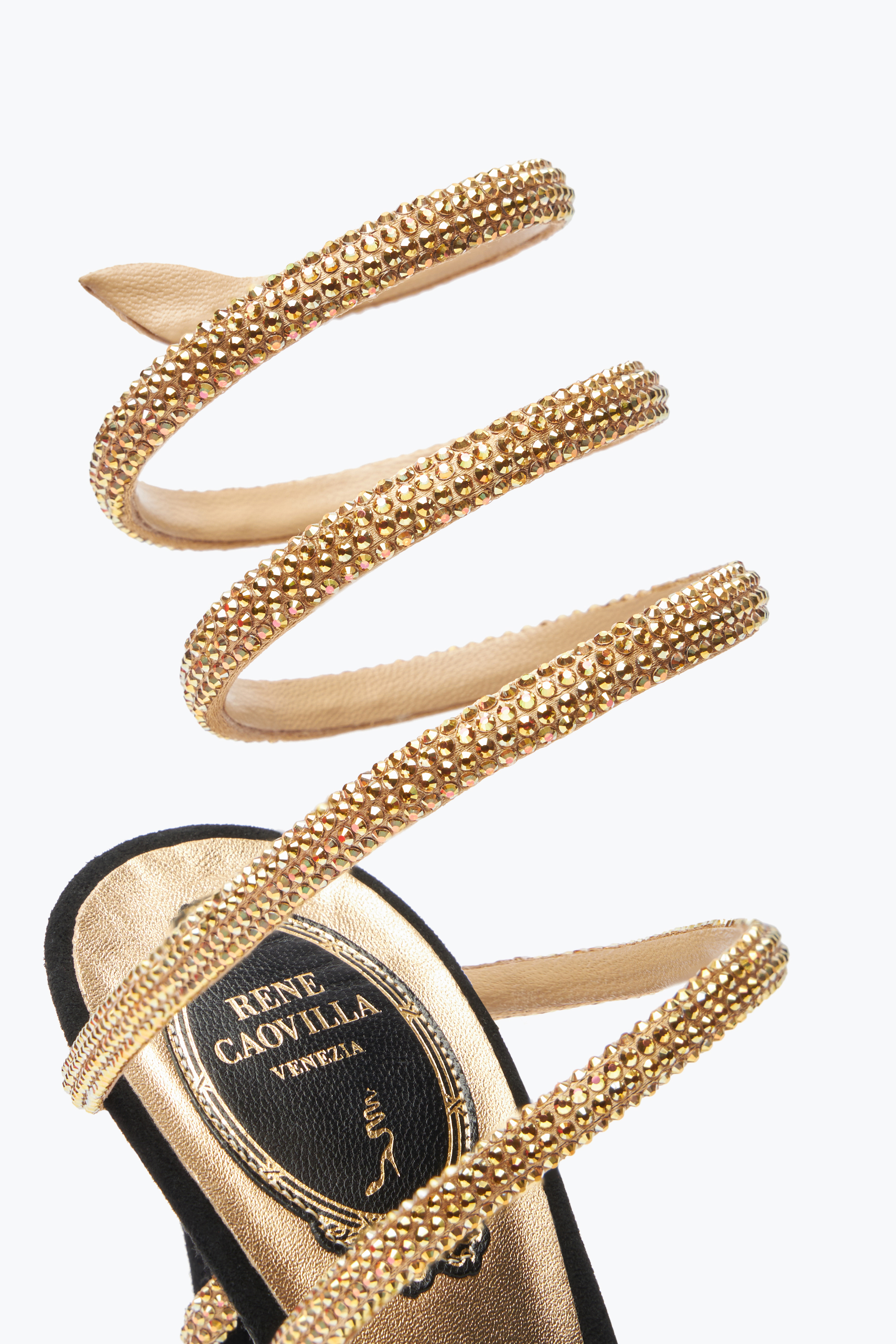 René Caovilla Crystal-embellished Stiletto Sandals With Spiraled Strap