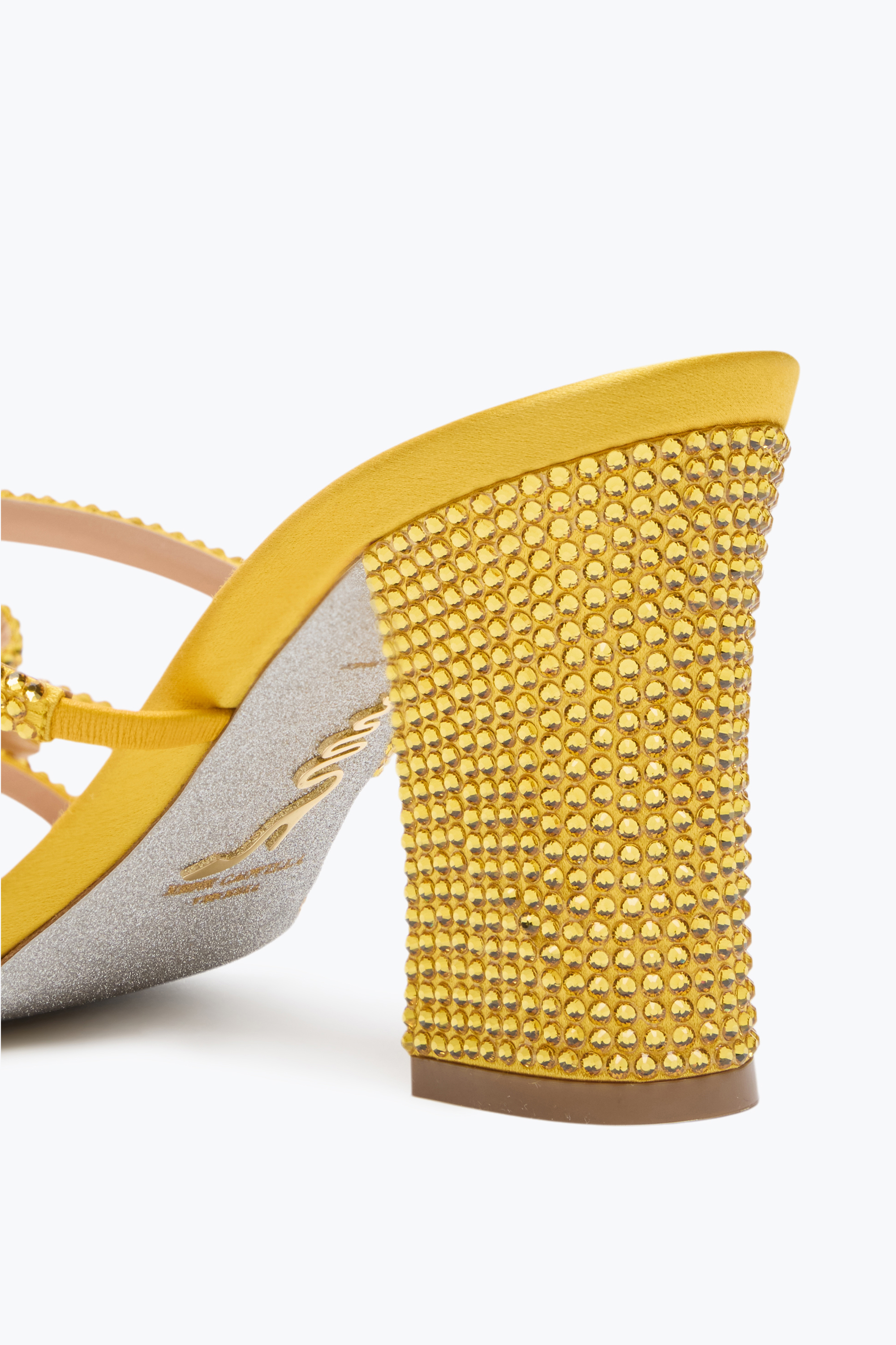 René Caovilla Nicole Yellow Slider Sandal 80