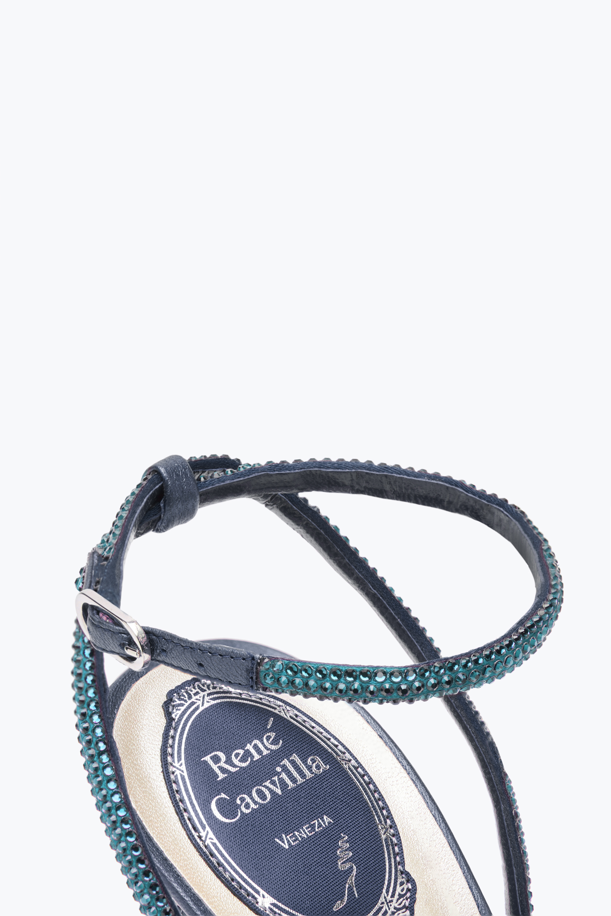 René Caovilla Ellabrita Crystal Blue Sandal 105
